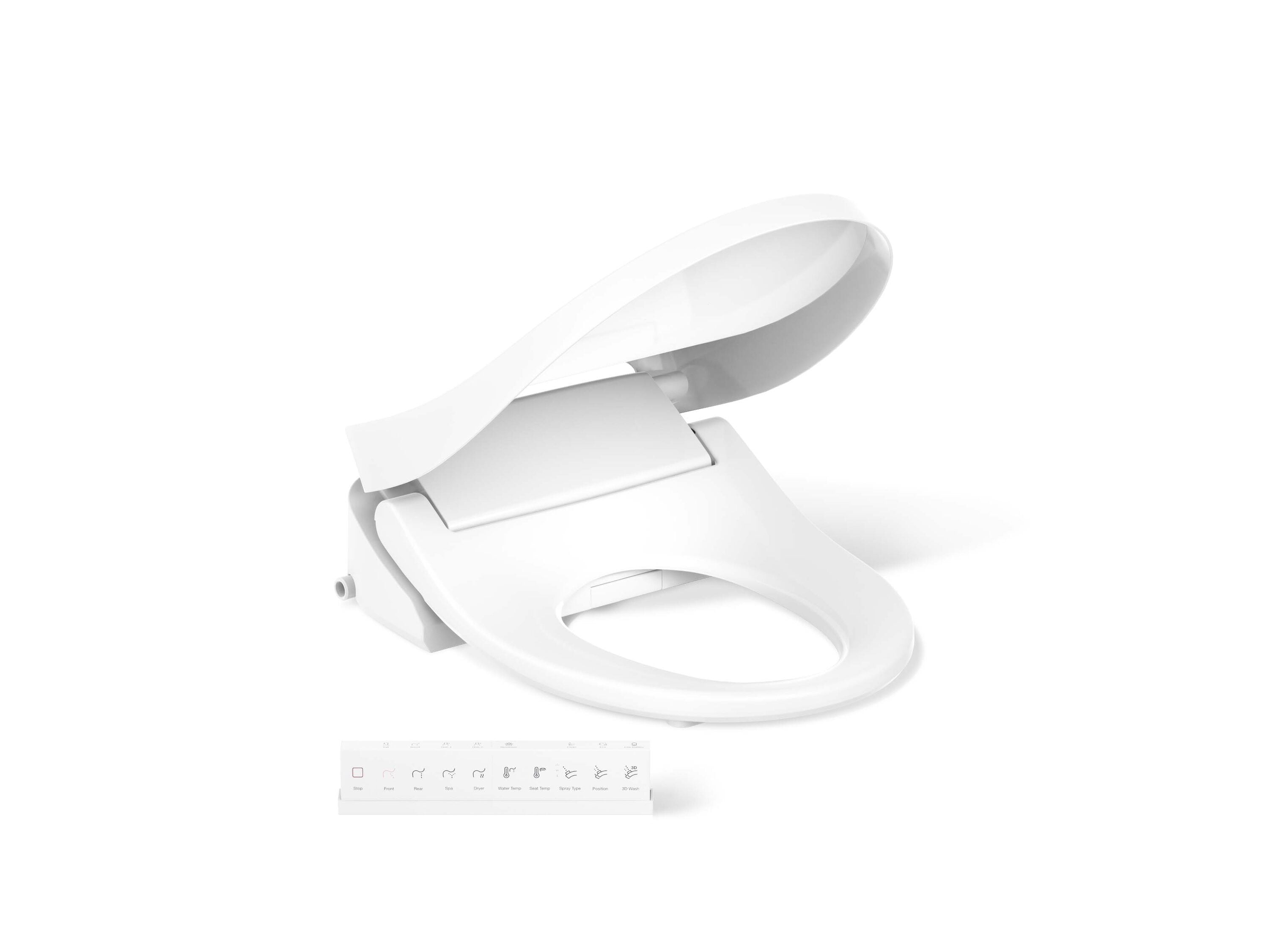 KOHLER 28118-0 PureWash Plastic White Round Soft Close Heated Bidet Toilet Seat