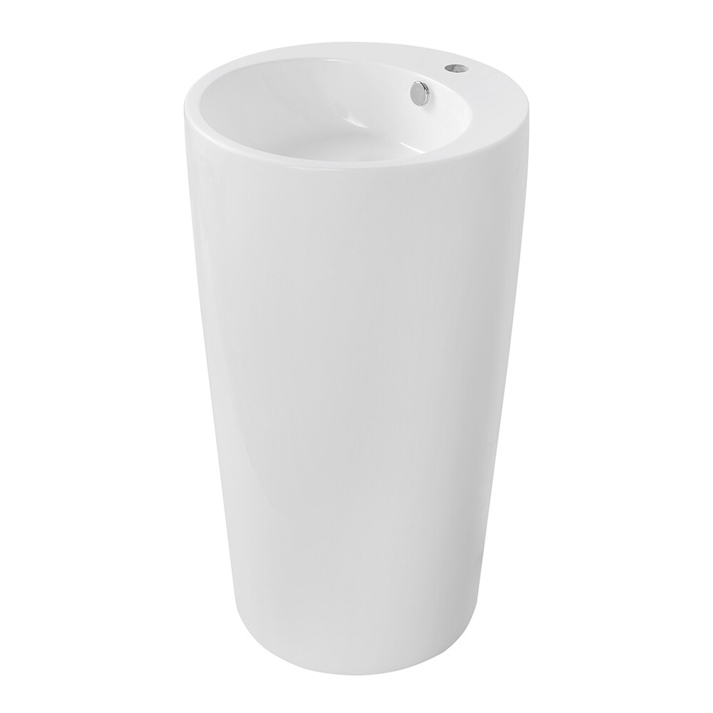 Quebec 17.5 Solid Surface Pedestal Sink, Bright White