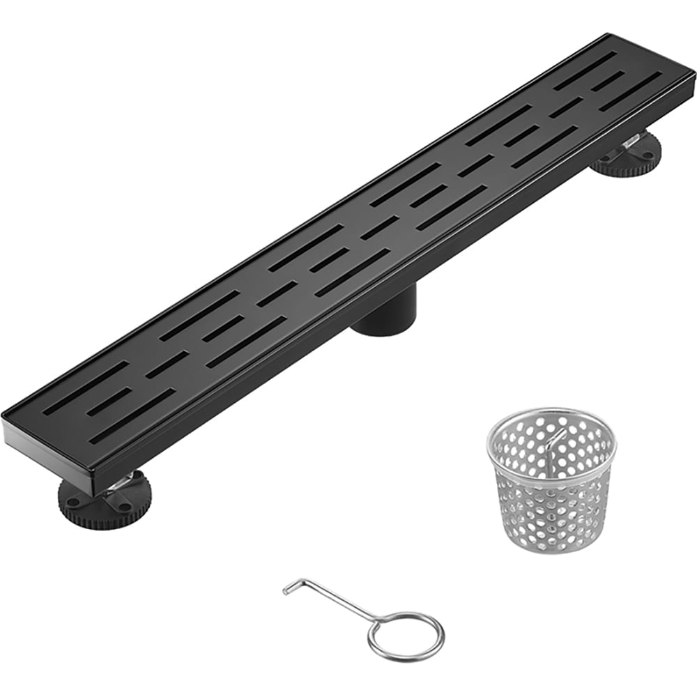 ELEGANTE DRAIN COLLECTION KD01A101-30-MBLK Slot Pattern Cover 3.31-in x 30-in Matte Black Stainless Steel Linear Shower Drain