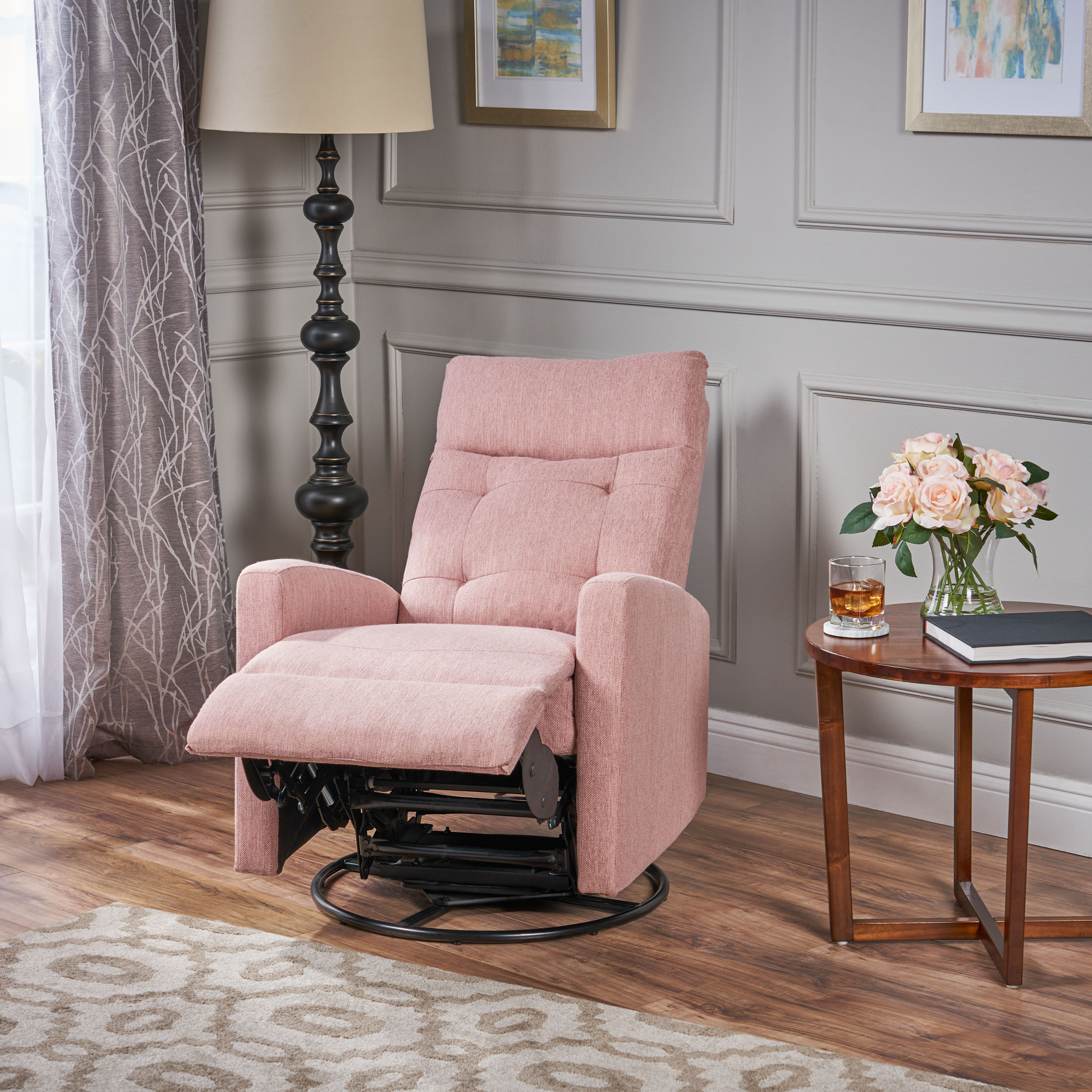 Best Selling Home Decor Pink Polyester Upholstered Tufted in the ...