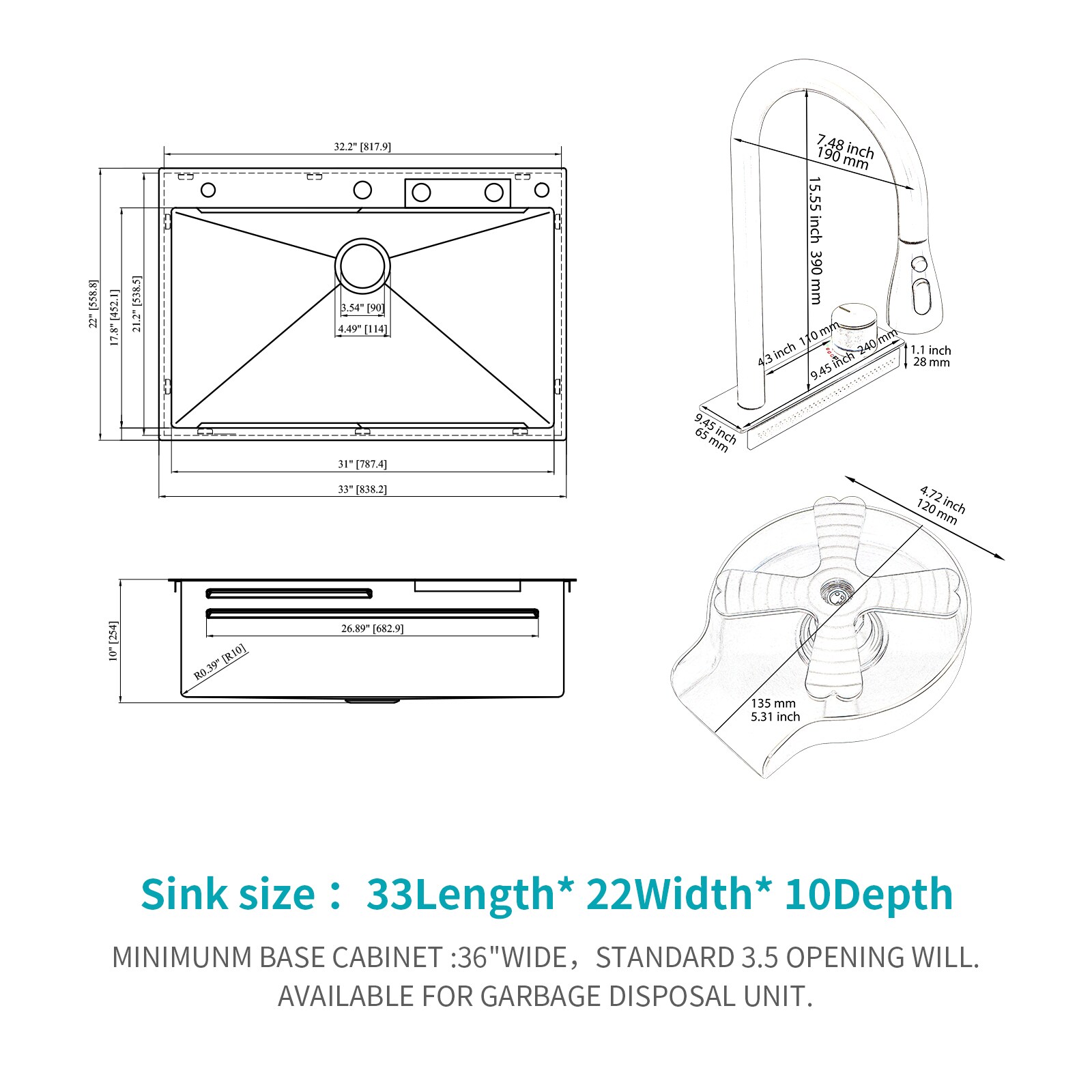 LIVIZA TLY-SS195701 Kitchen-Sinks - View #2