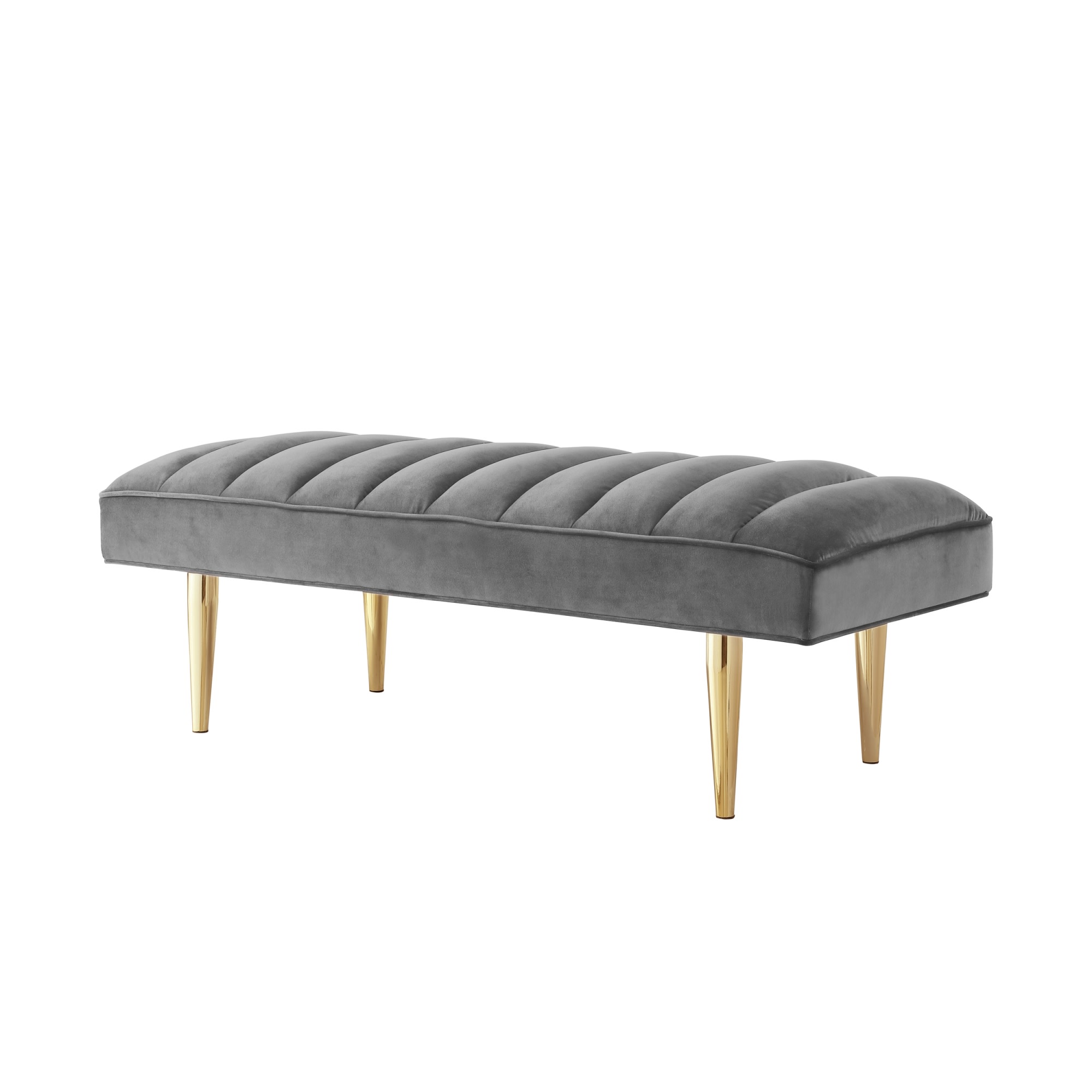 Nicole Miller Denver Modern Light Grey/Gold Accent Bench 52.5-in x 22 ...