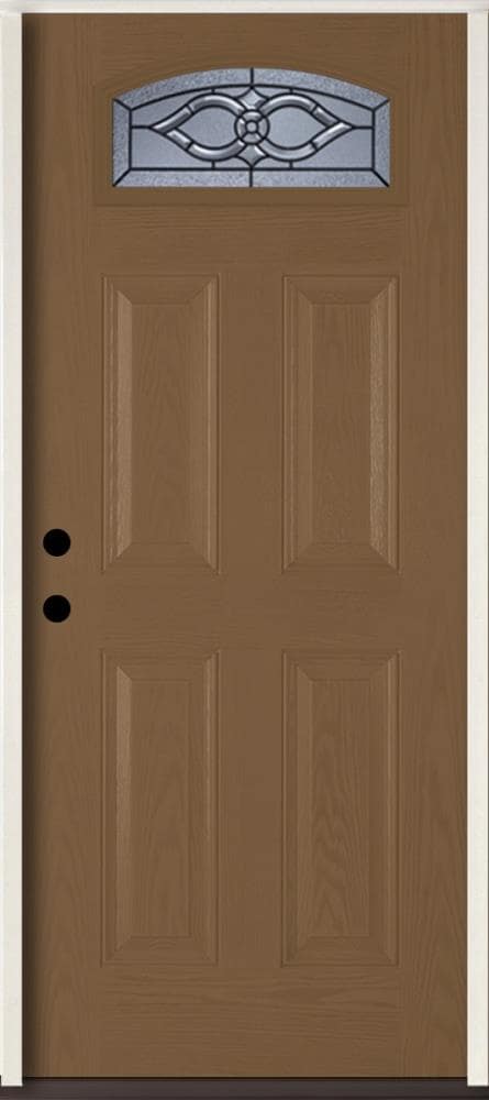 RELIABILT LO911127 Calista 36-in x 80-in x 4-9/16-in Fiberglass 1/4 lite Left-hand inswing Woodhaven Stained Prehung Front Door Insulating core