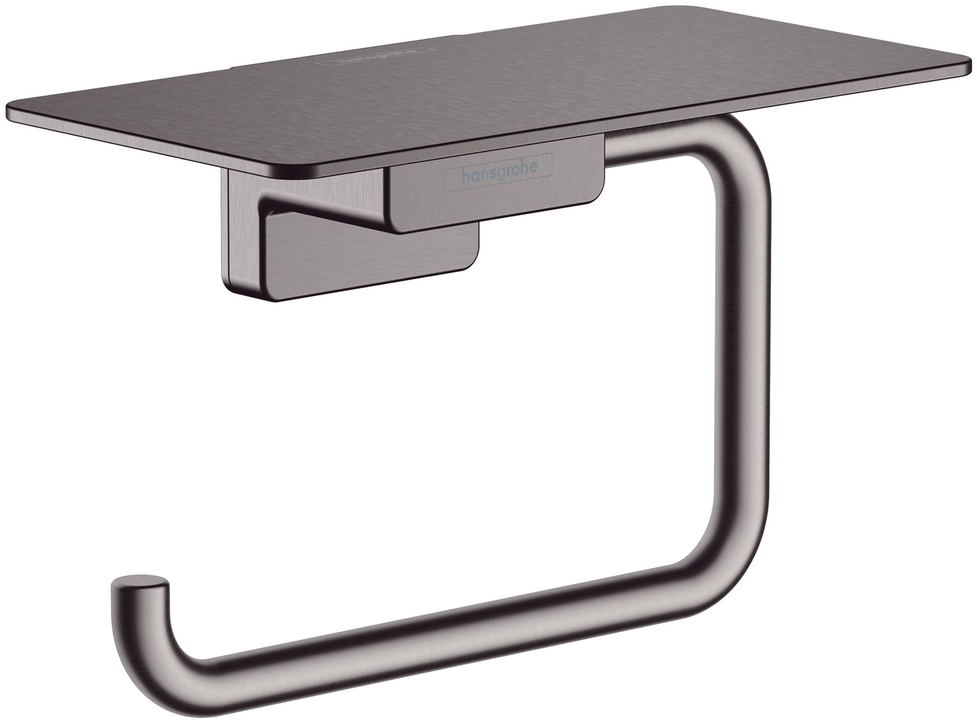 Hansgrohe 41772340 AddStoris Brushed Black Chrome Wall mount Euro Toilet Paper Holder 1 -Rolls with Storage