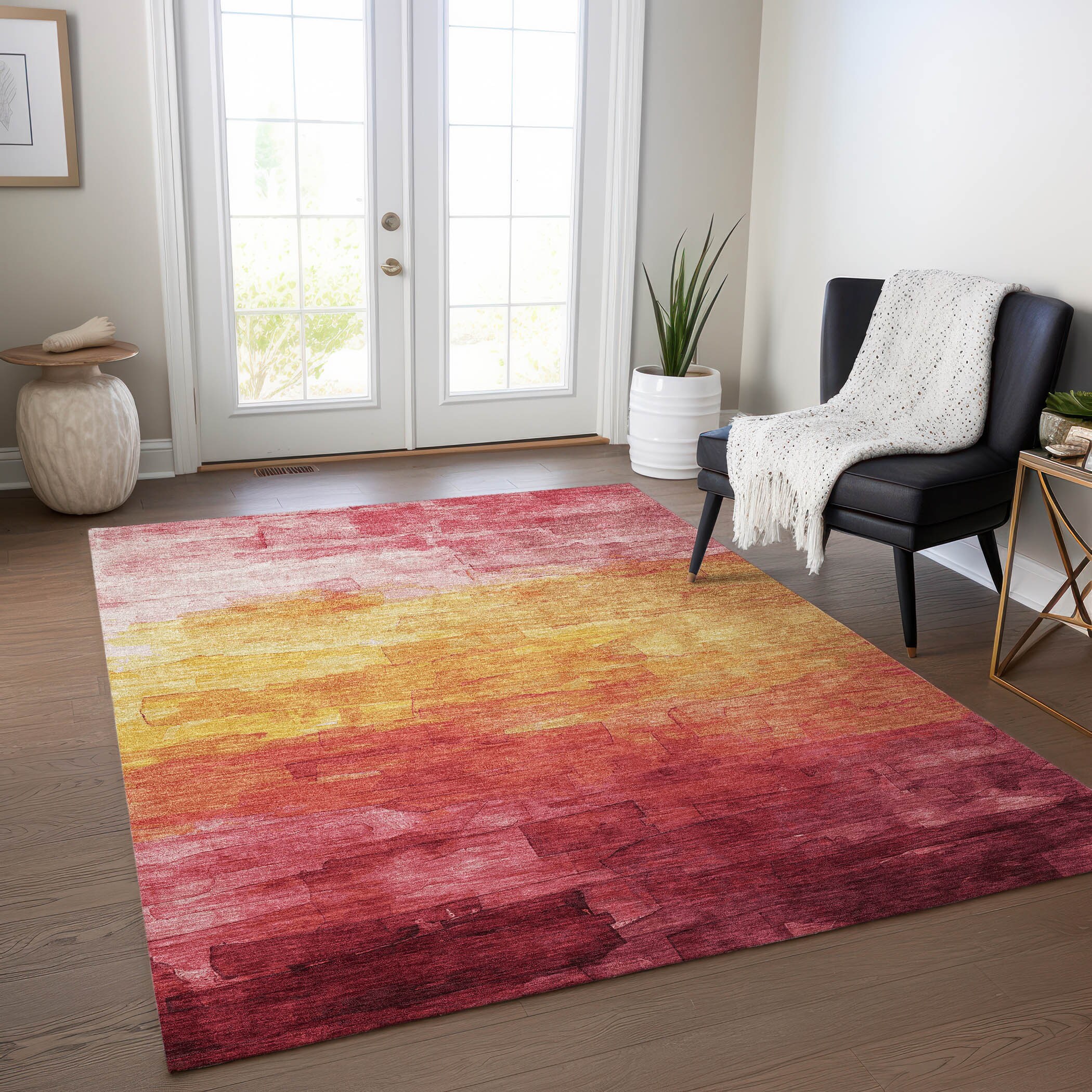Addison Rugs ACN1465BL5X8 Chantille ACN1465BL 5 x 7 (ft) Blush Rectangular Indoor/Outdoor Geometric Machine washable Pet Friendly Area rug