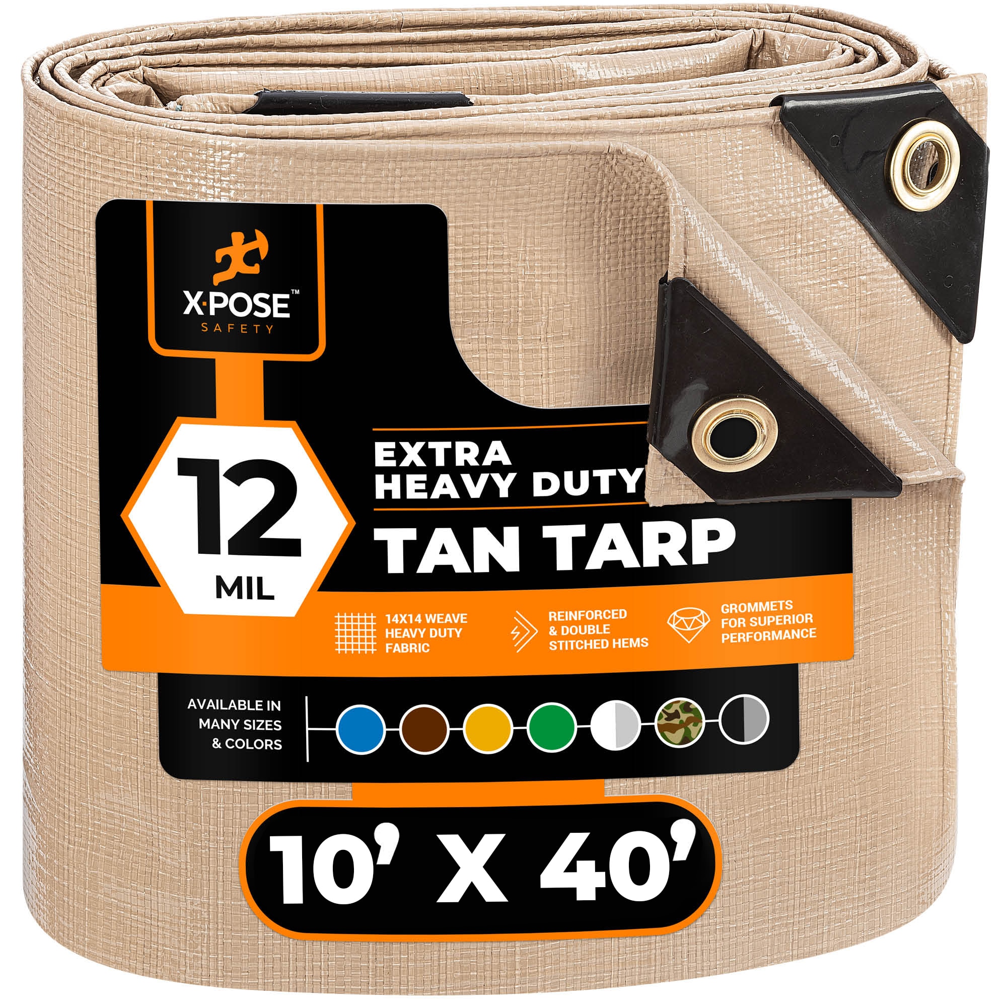 XPOSE SAFETY THD-1040-X 10-ft x 40-ft Brown Water resistant Commercial Polyethylene 12-mil Tarp