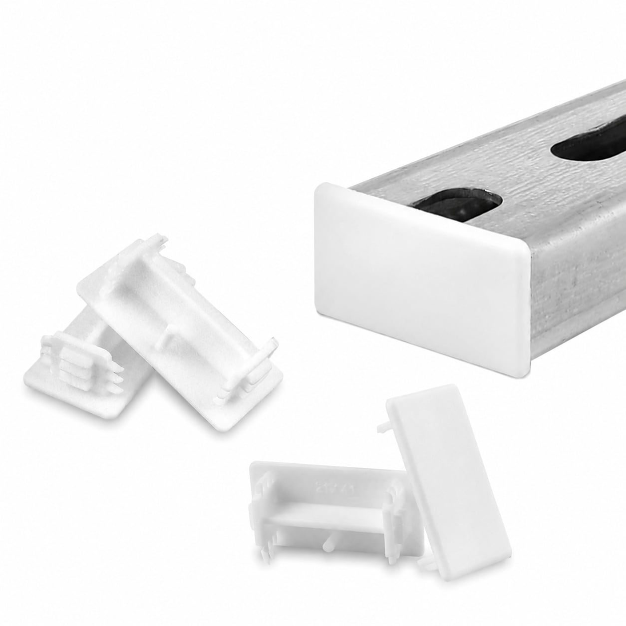Aoibox  1 5 8 x 13 16 in White PVC Safety Strut Channel End Caps 50 Pack for Home and Office Use