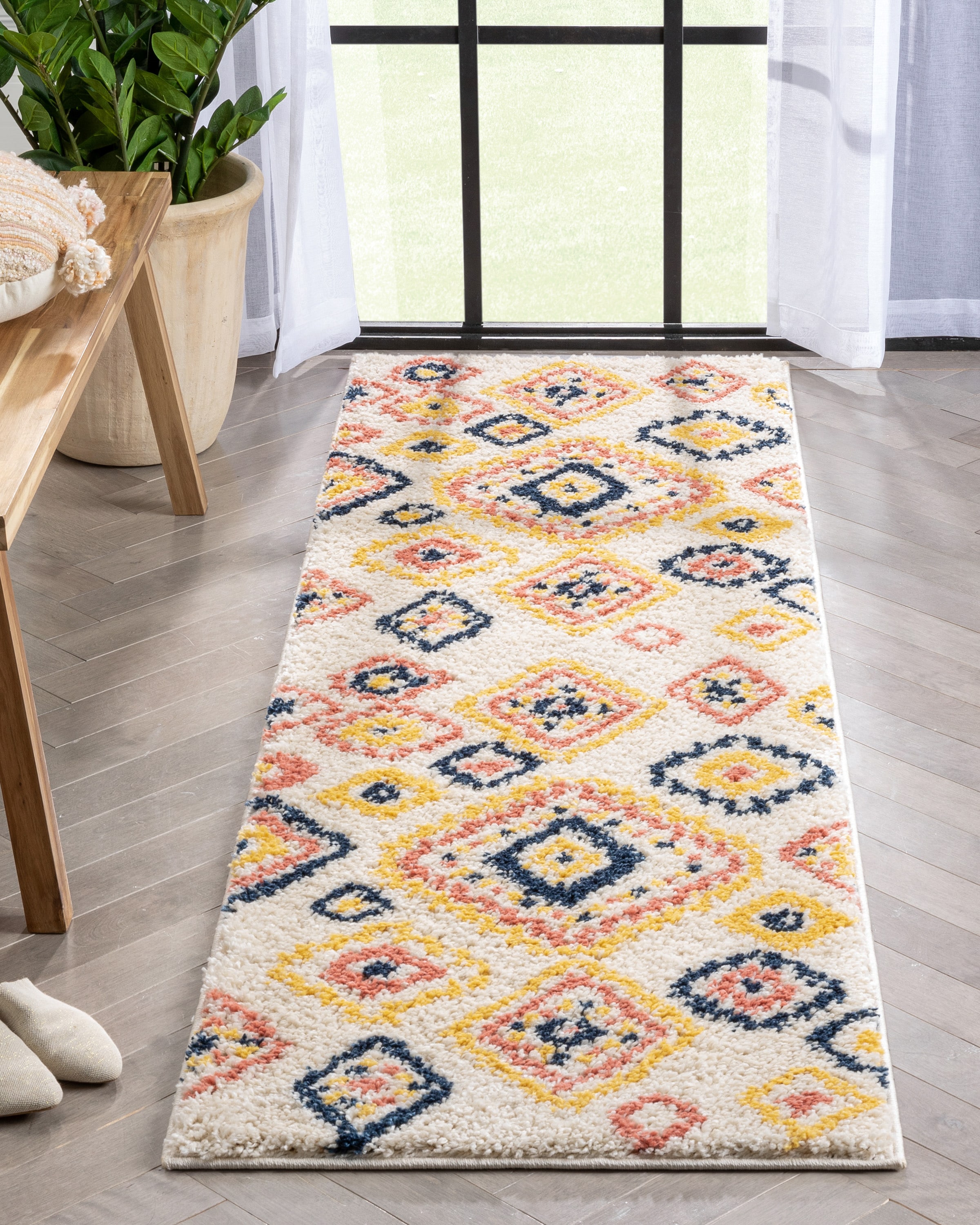 Well Woven GIG-132-2 Gigi 2 x 8 (ft) Loomed Polypropylene Ivory Rectangular Indoor Tribal Moroccan Runner rug
