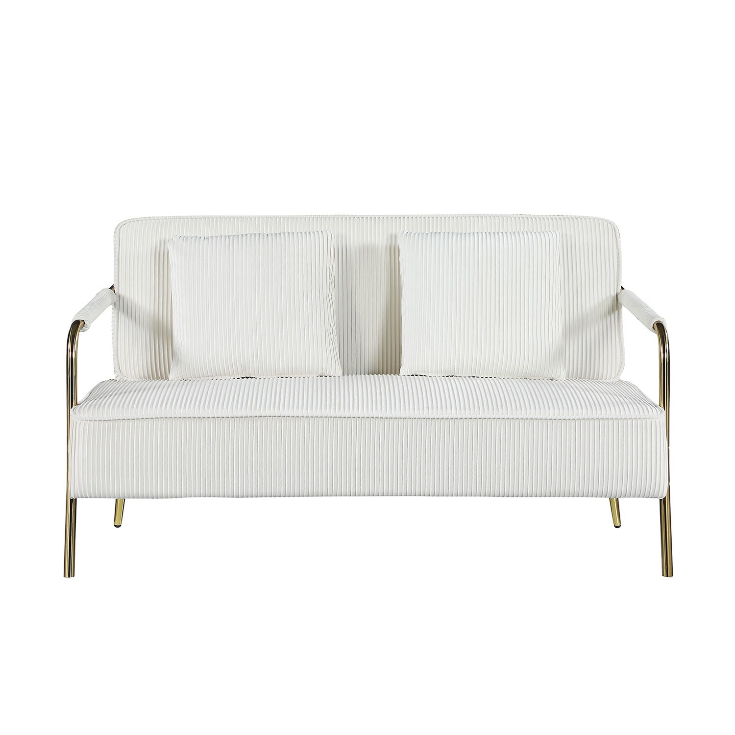 57.8 Velvet Upholstered Sofa, Loveseat Sofa with 2 Pillows