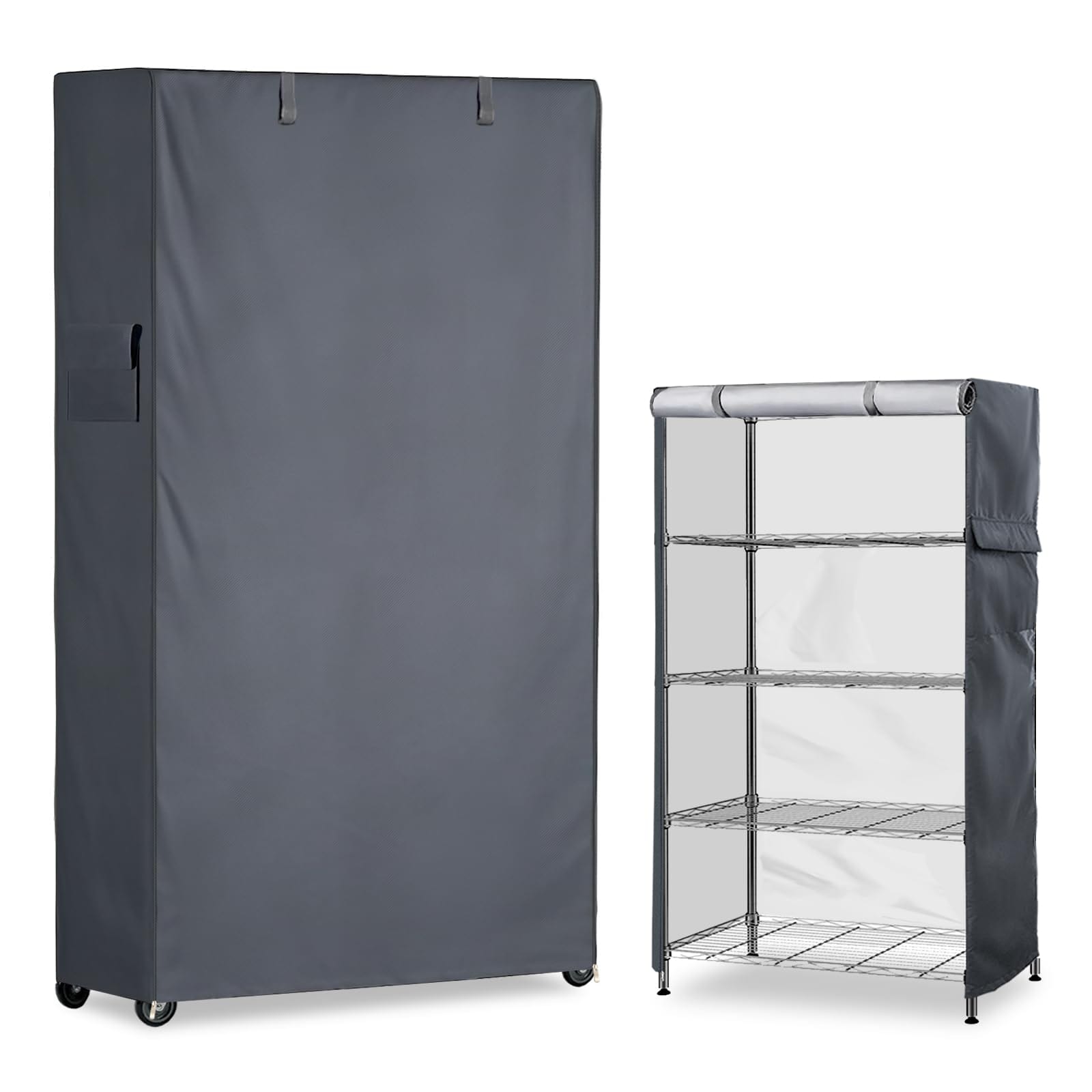 JVFCXXV  Waterproof Shelf Cover Heavy Duty Dustproof Storage Wire Rack Cover with Zipper 48W x 18D x 72H Grey durable home and garden accessory