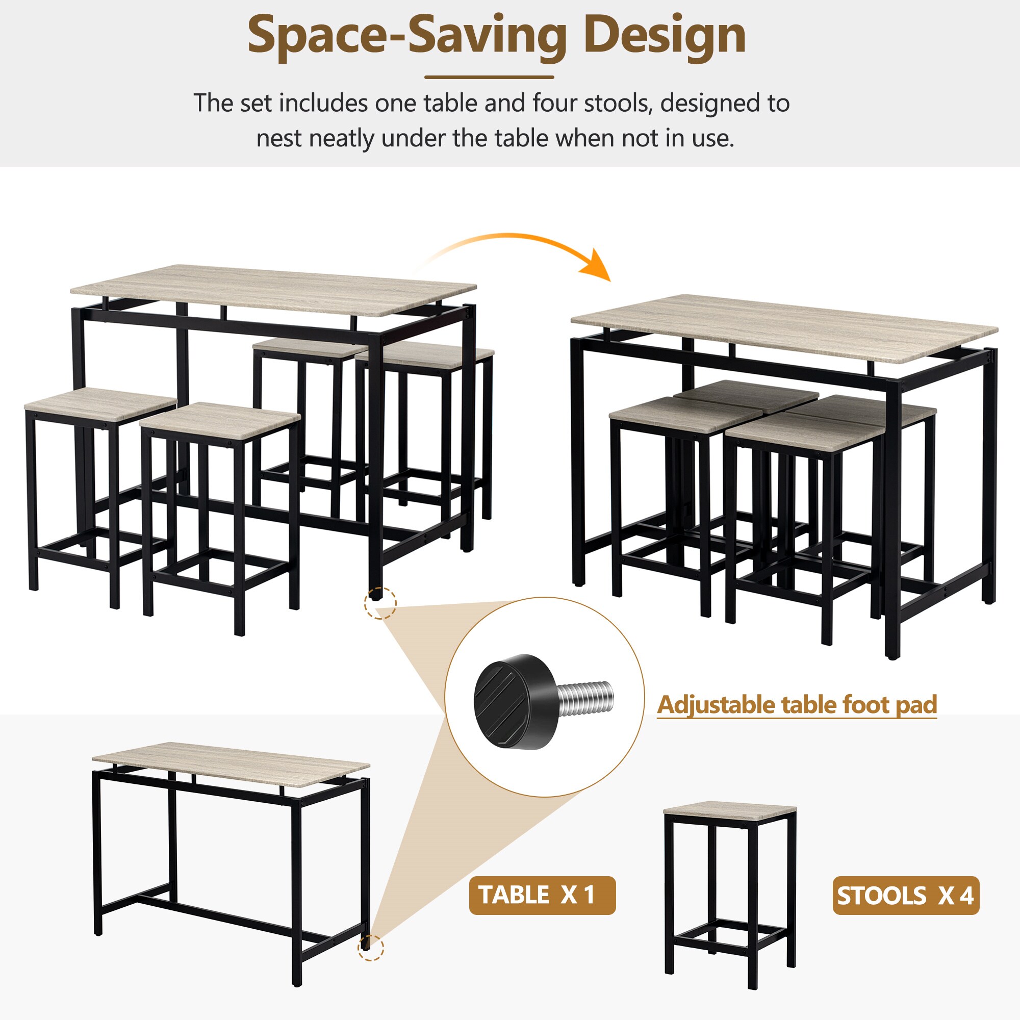 BABOOM BOM-P173160A-OR Dining-Sets - View #6