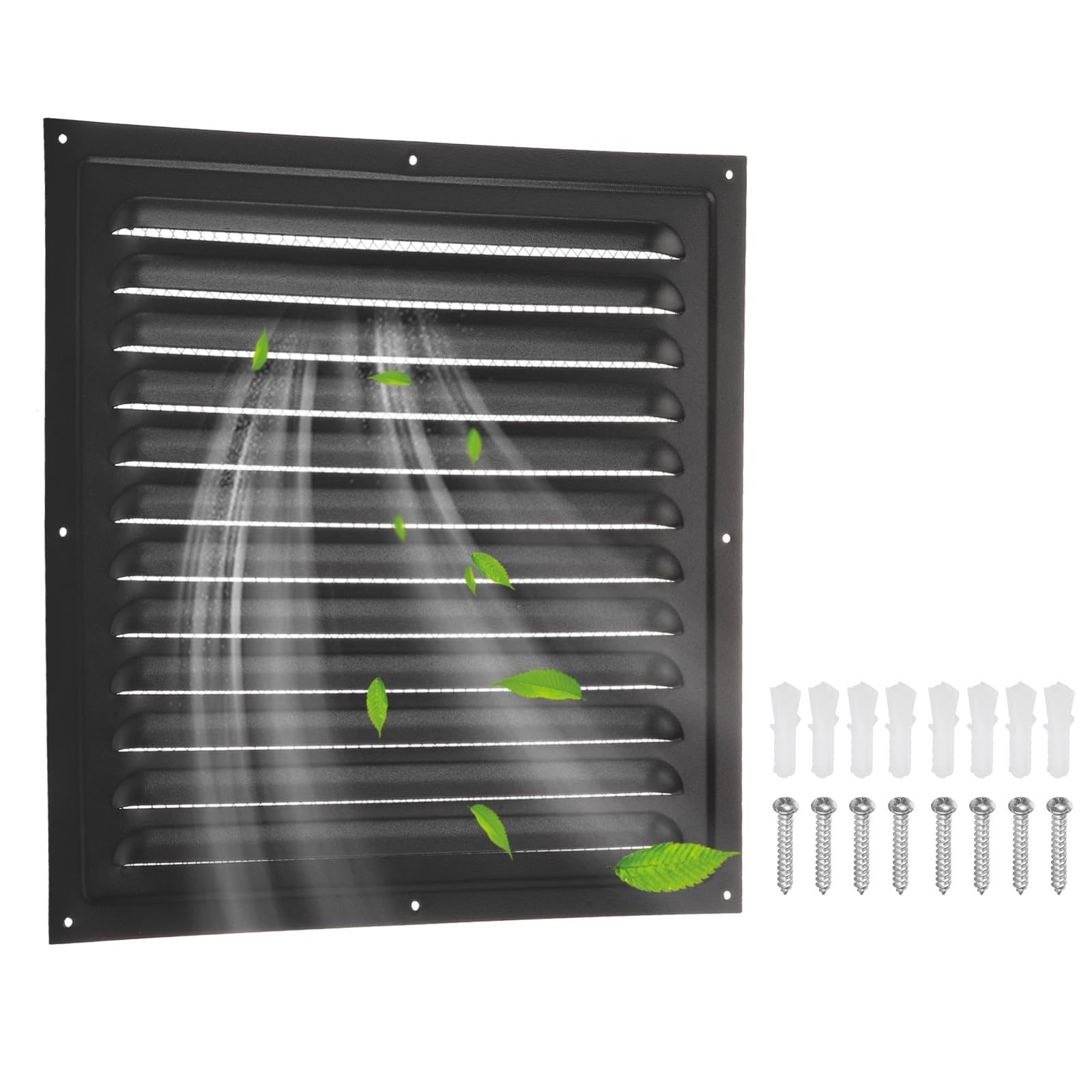 Phyfalip  Attic Vent Twelve by Twelve Stainless Steel Square Louver Gable Vent Grille with Built in Screen for Exterior Doors Wall House Garage