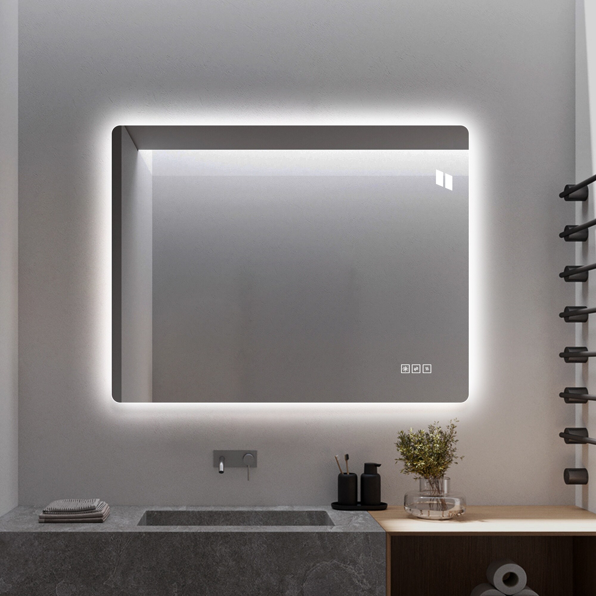 Vorene J-R6NCP81WMHLB Framed-Bath-Mirrors - View #3