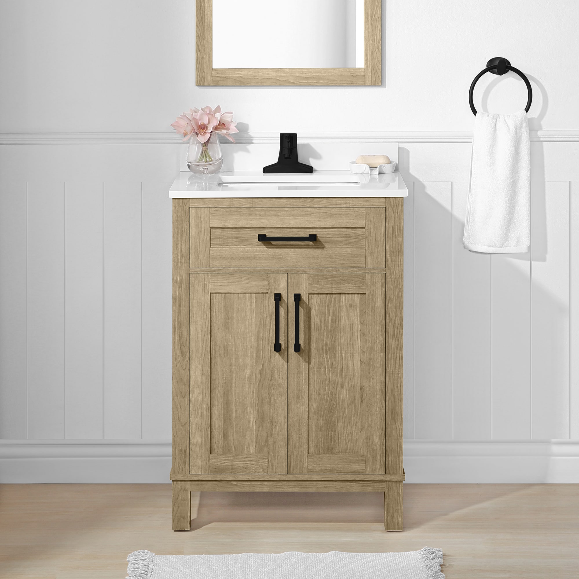 Style Selections Burke 24 In Natural, Wood Bathroom Vanities 24 Inches Wide