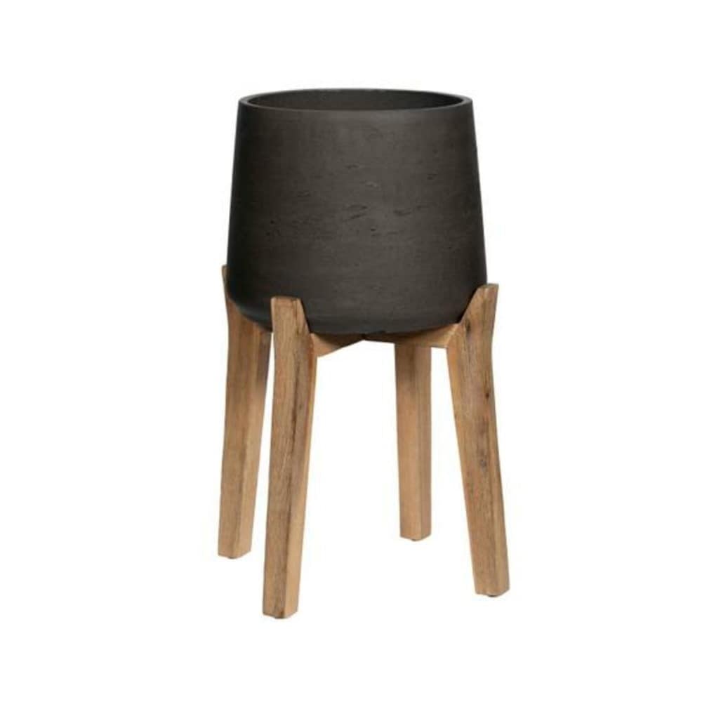 Pottery Pots PFH3026-38-33 Round 21.65-in W Extra Large Black Clay Indoor/Outdoor Planter with Drainage Holes