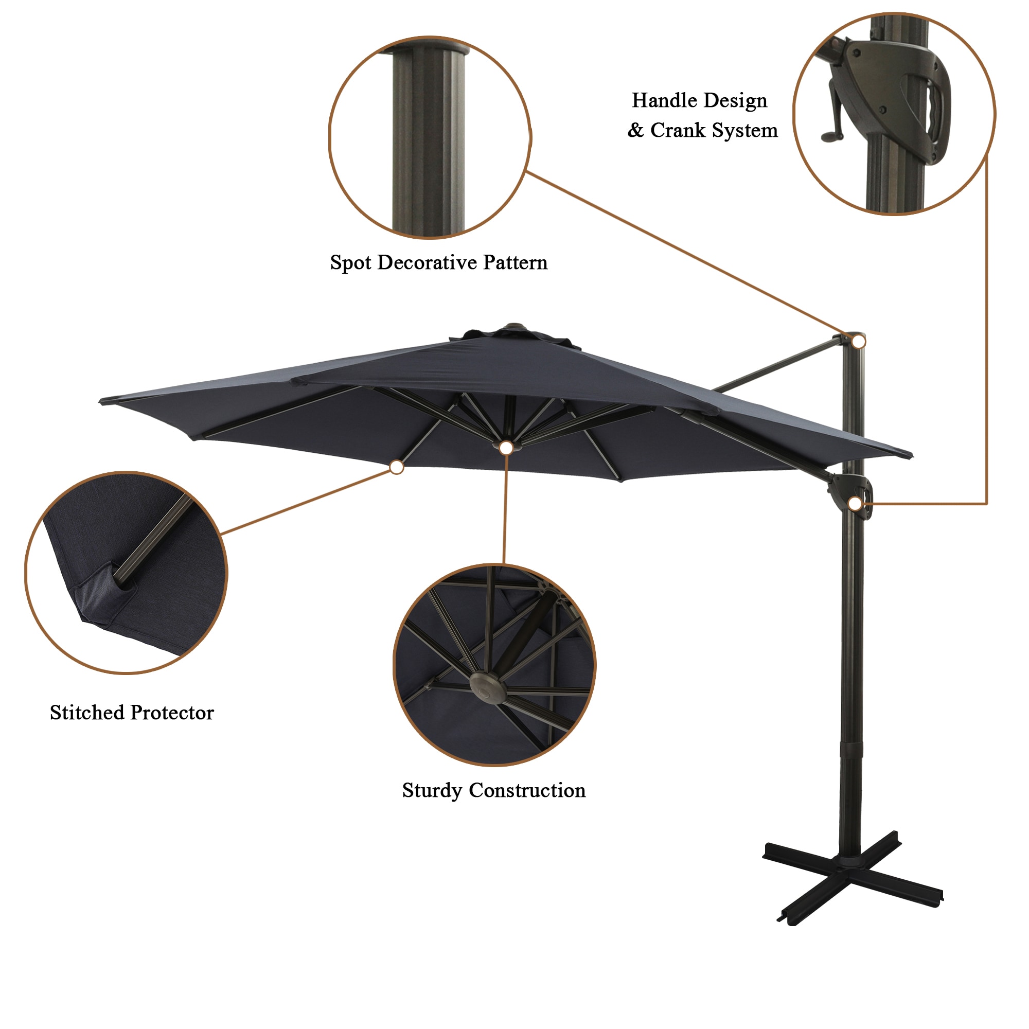 CASAINC 11-ft Cantilever Patio Umbrella in the Patio Umbrellas ...