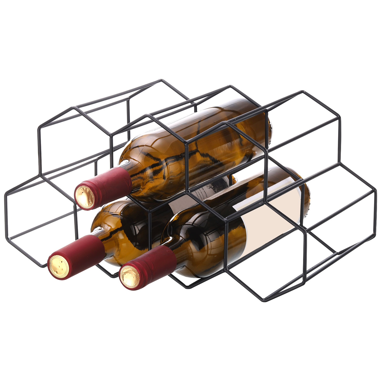 Unique Bargains Countertop Wine Rack Wine Bottle Storage 9 Bottle ...