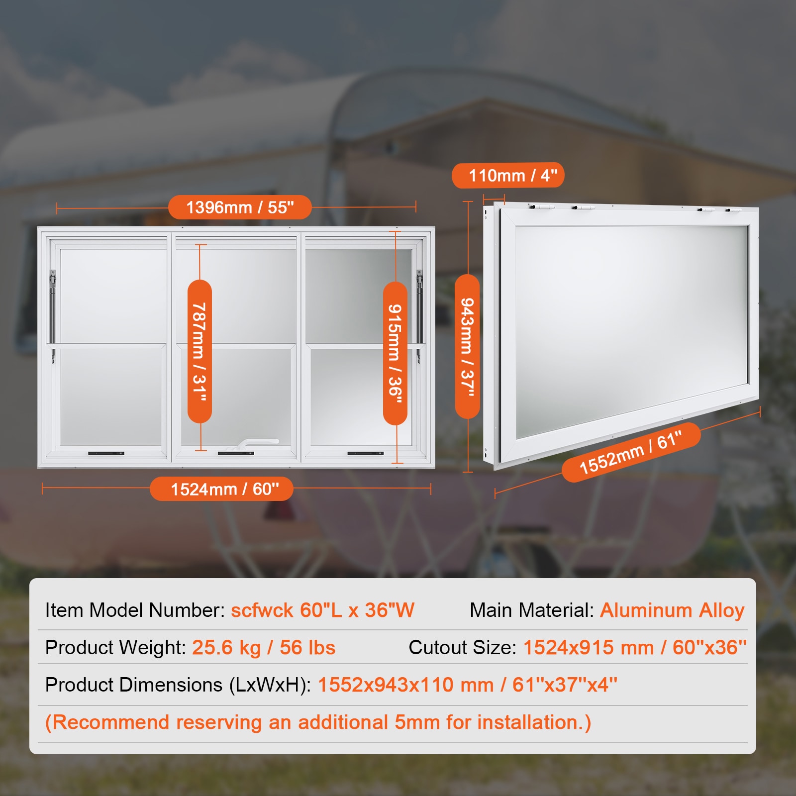 VEVOR SXXCFWCK60X31CY7XV0 Sliding-Windows - View #8