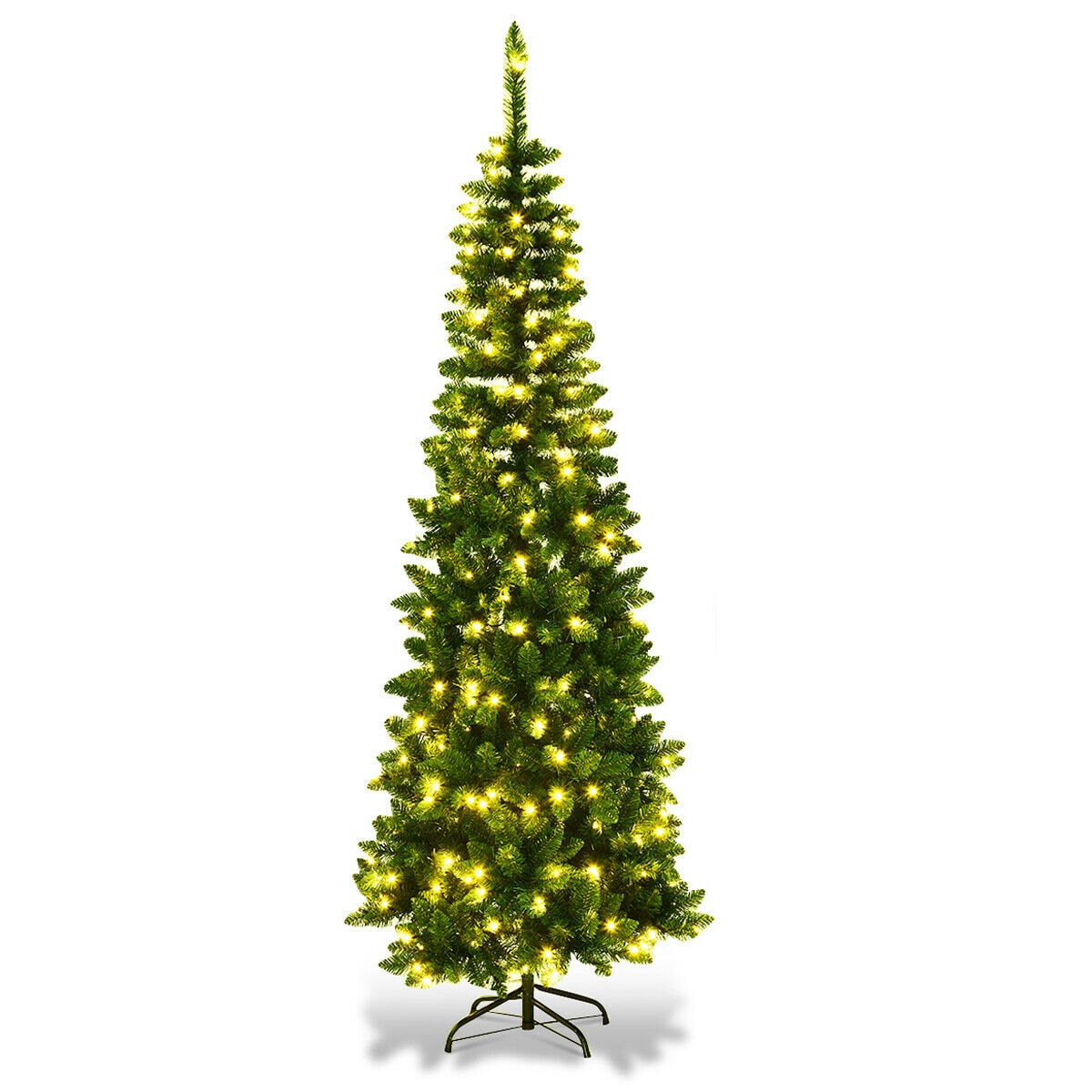 Forclover HYFASDCM12 6.5-ft Pre-lit Slim Artificial Christmas Tree with Yellow LED Lights