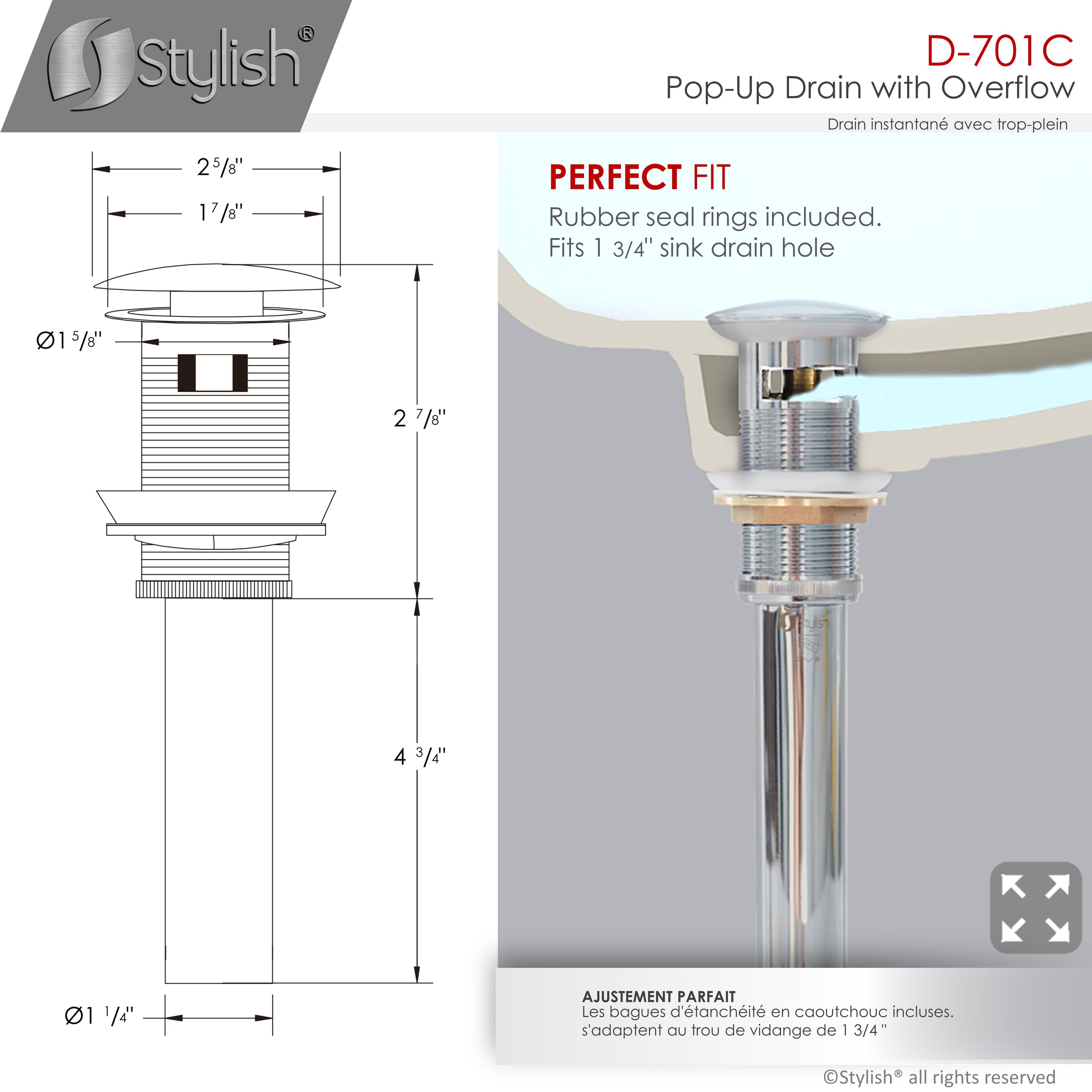Stylish D-701C Popup-Drains-Accessories - View #4