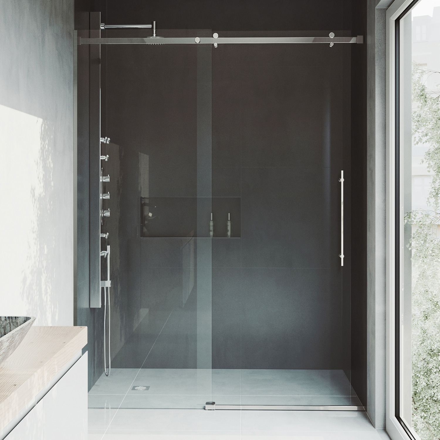 Luca 56-60" Frameless Sliding Shower Door with Clear Glass