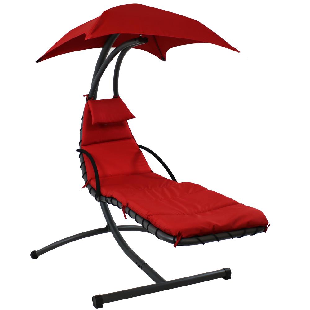 Sunnydaze Decor Black Metal Frame Hanging Chaise Lounge Chair(S) With Red  Sling Seat In The Patio Chairs Department At Lowes.Com