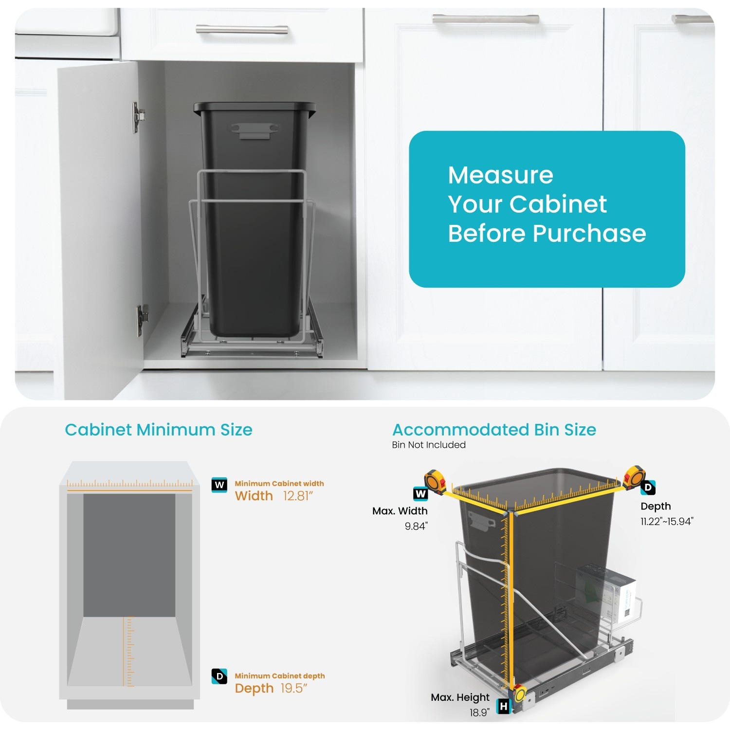 Home Zone Living VK40239U Pullout-Trash-Cans - View #2