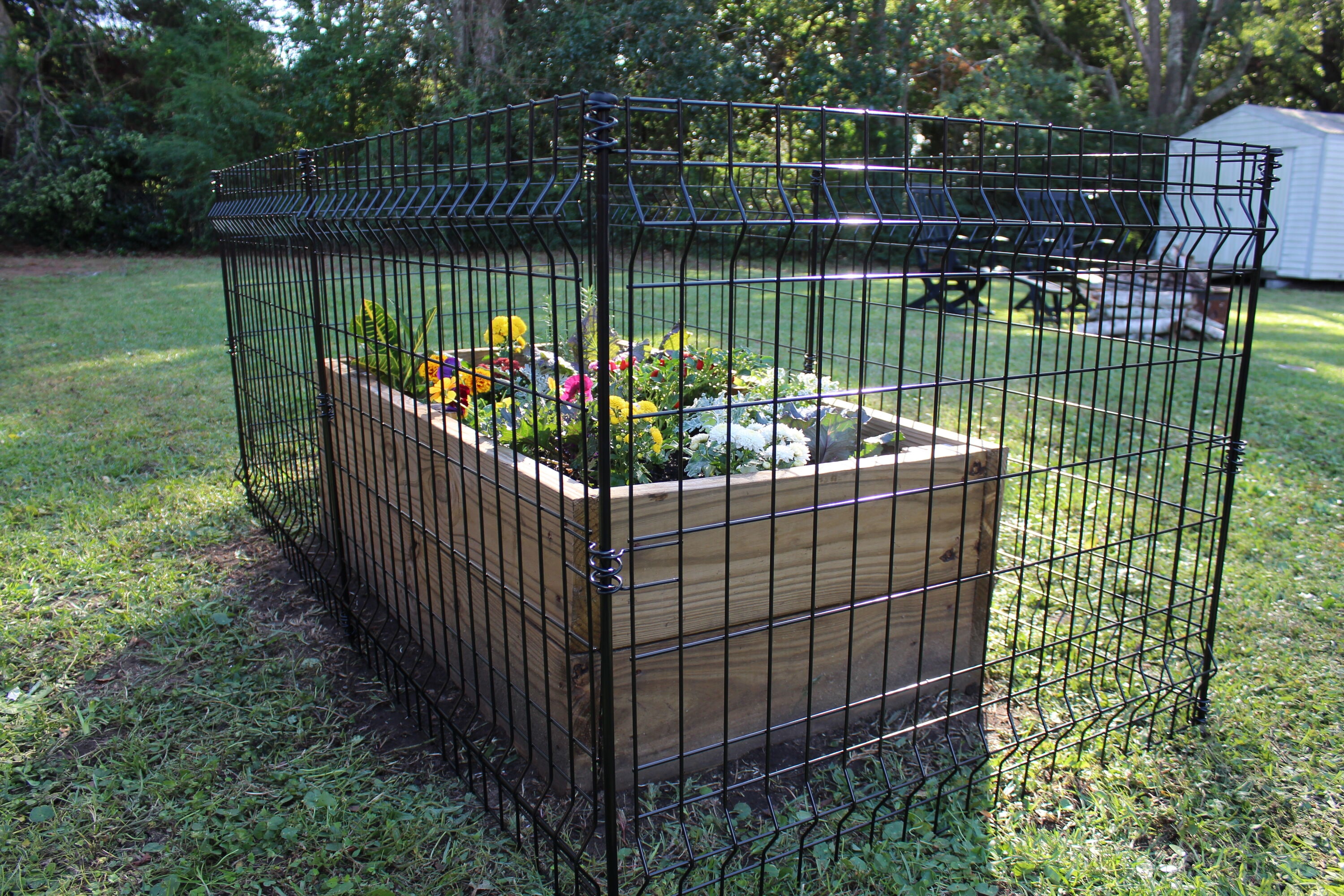 YARDLINK 3-ft W Powder-coated Galvanized Steel Flat-top No Dig Garden Fence Panel