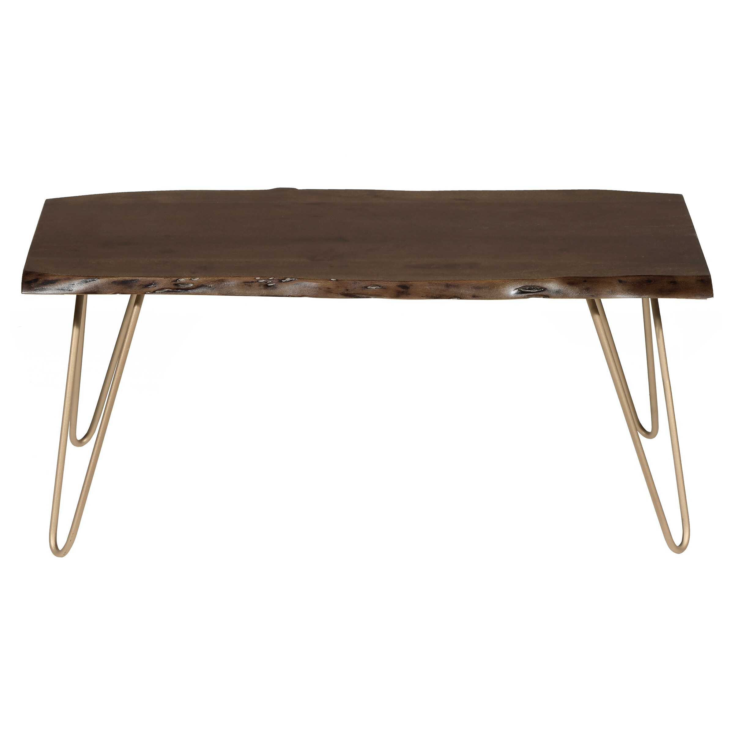 Seti Acacia Live Edge Rectangular Coffee Table in Elm and Gold