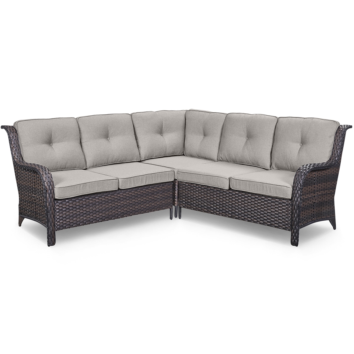 Rilyson FSAPBR13-2 ASPEN Wicker Outdoor Sectional with Beige Cushions and Steel Frame