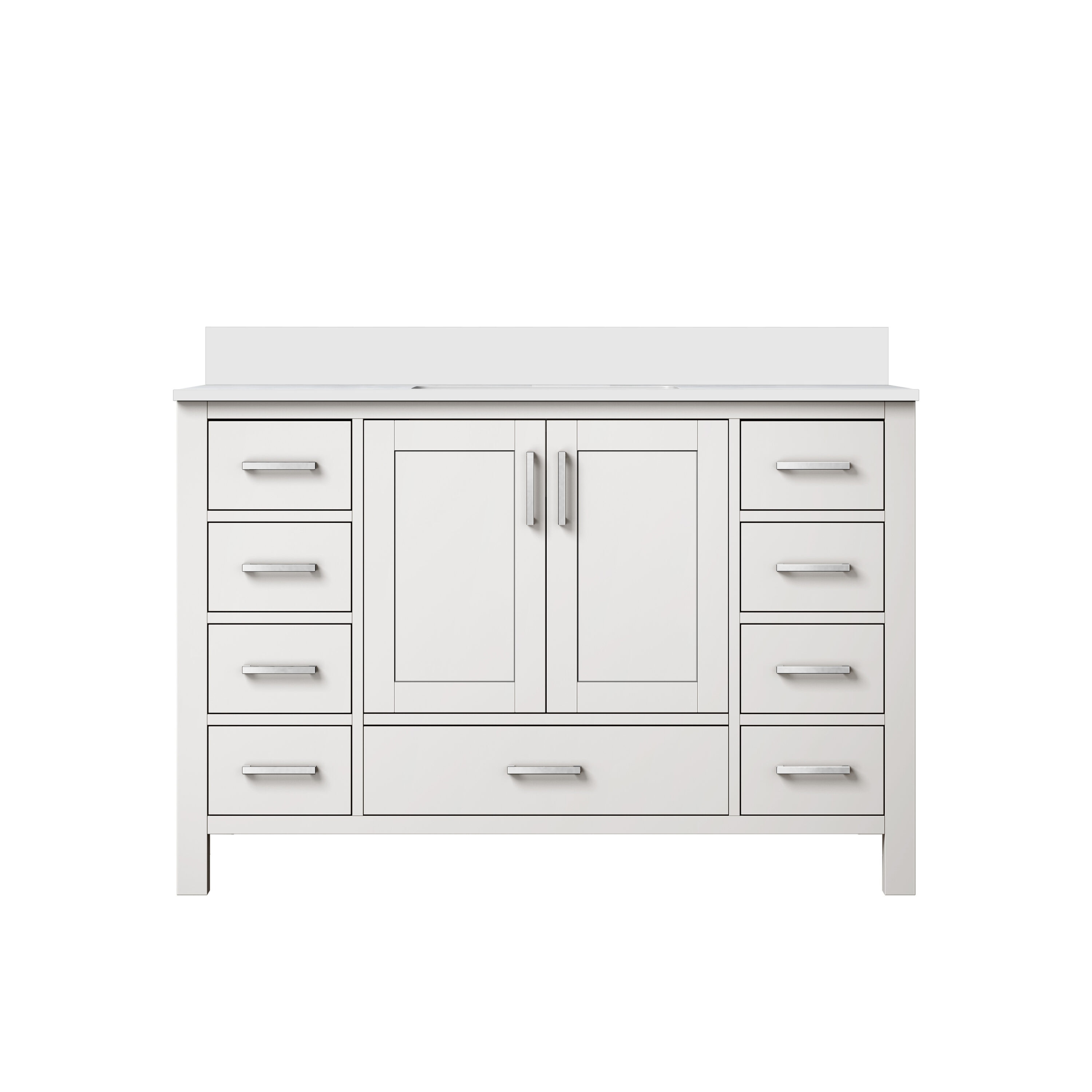 Lexora LVJ48SA300 Jacques 48-in White Undermount Single Sink Bathroom Vanity with White Cultured Marble Top