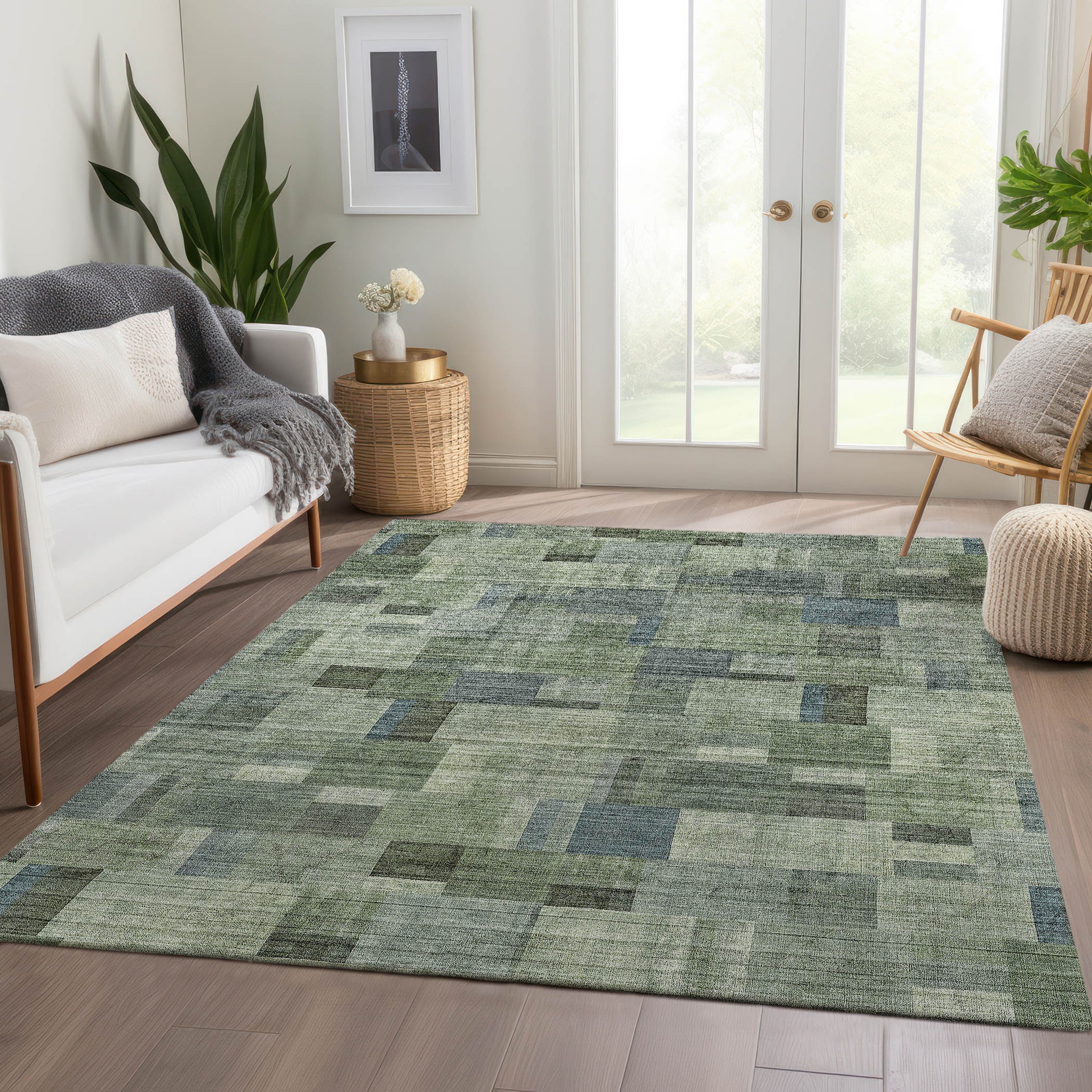 Addison Rugs ACN639GE3X5 Chantille ACN639GE 3 x 5 (ft) Polyester Green Rectangular Indoor/Outdoor Geometric Machine washable Area rug
