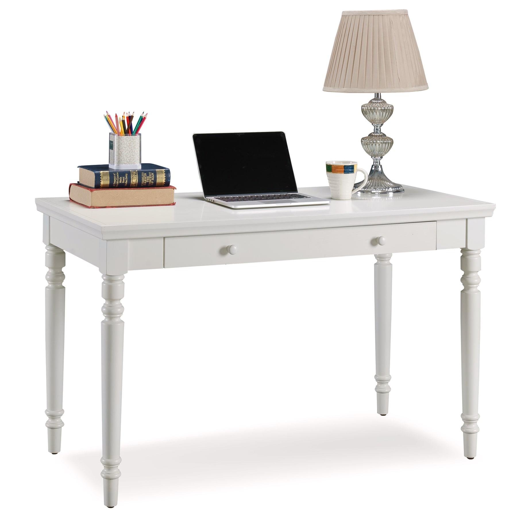 Claudette 48 Wide White Gold Corner Computer Writing Desk