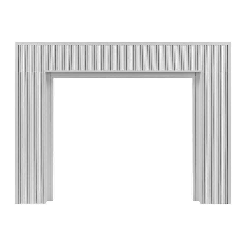 Modern Ember HEWITT-5642-WHT 80-in W x 54-in H x 8-in D Hewitt White Oak Modern Fireplace Mantel