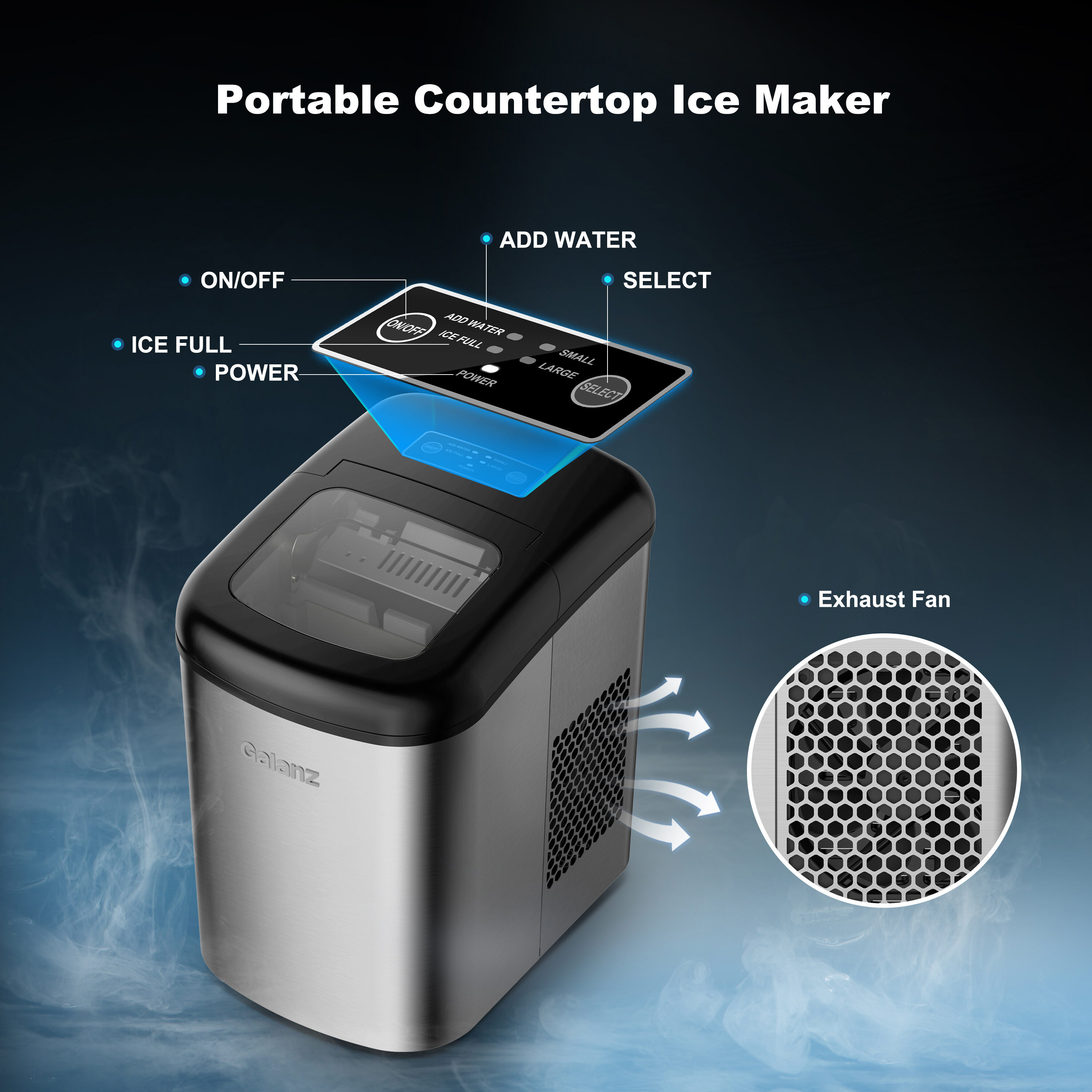 Galanz 26-lb Flip-up Door Countertop or Portable Cubed Ice Maker