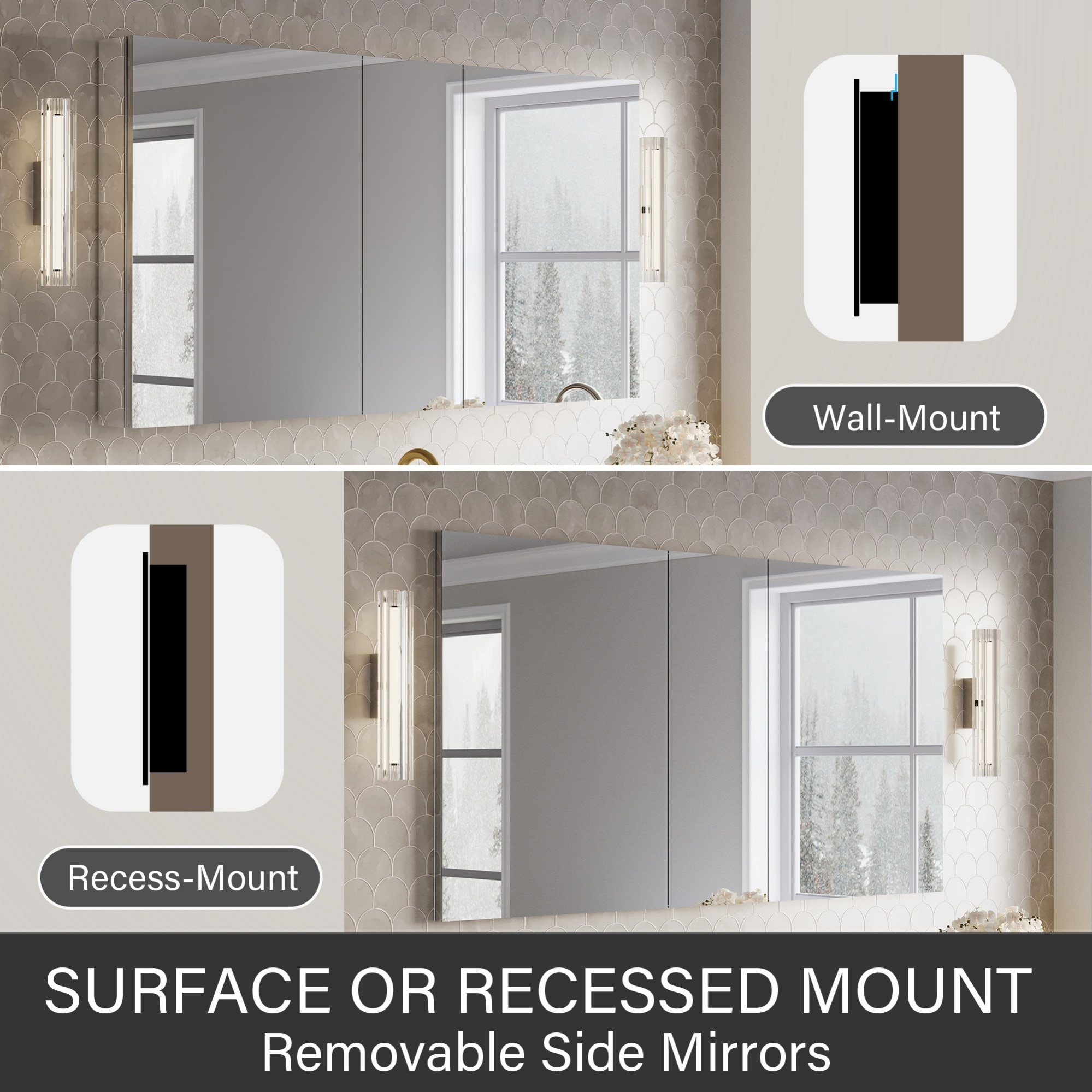 WELLFOR JRA24R12R24L32 Bathroom-Medicine-Cabinets - View #2