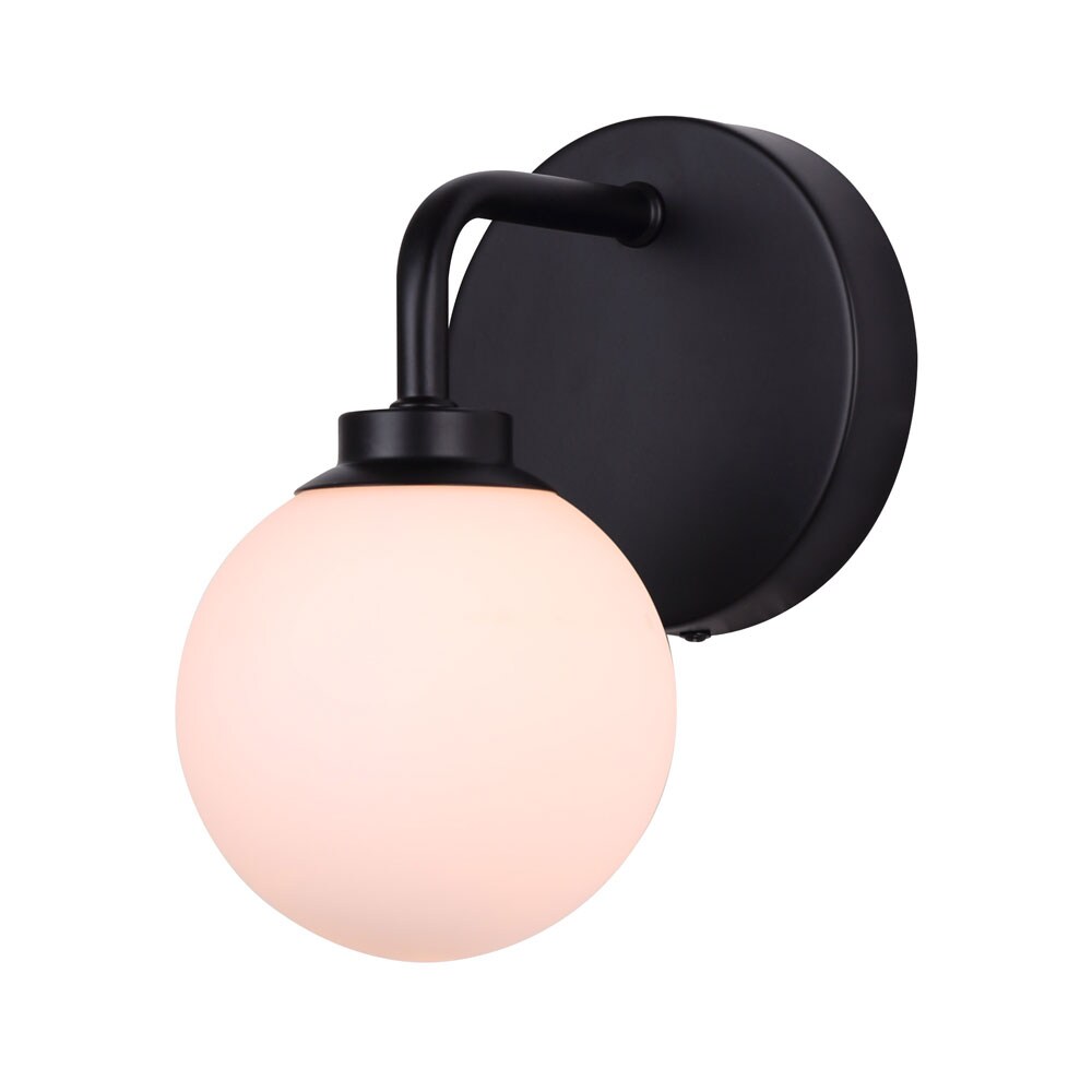 Canarm IWF1105A01BK9 Asher 5.125-in W 1 -Light Matte Black Mid-century Wall Sconce