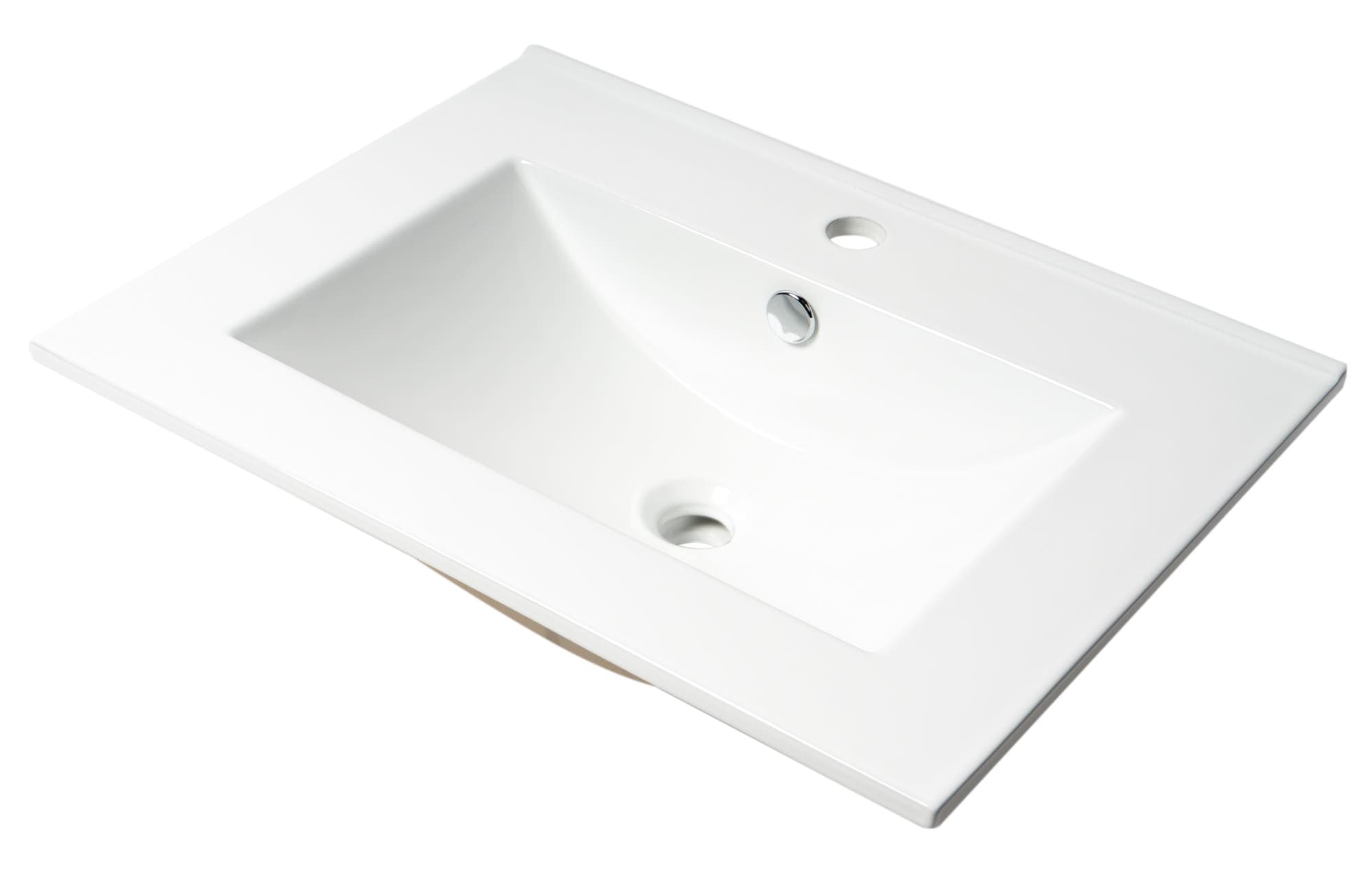 ALFI ABC803 ABC803 White 25-in Rectangular Drop In Ceramic Sink with Faucet Hole