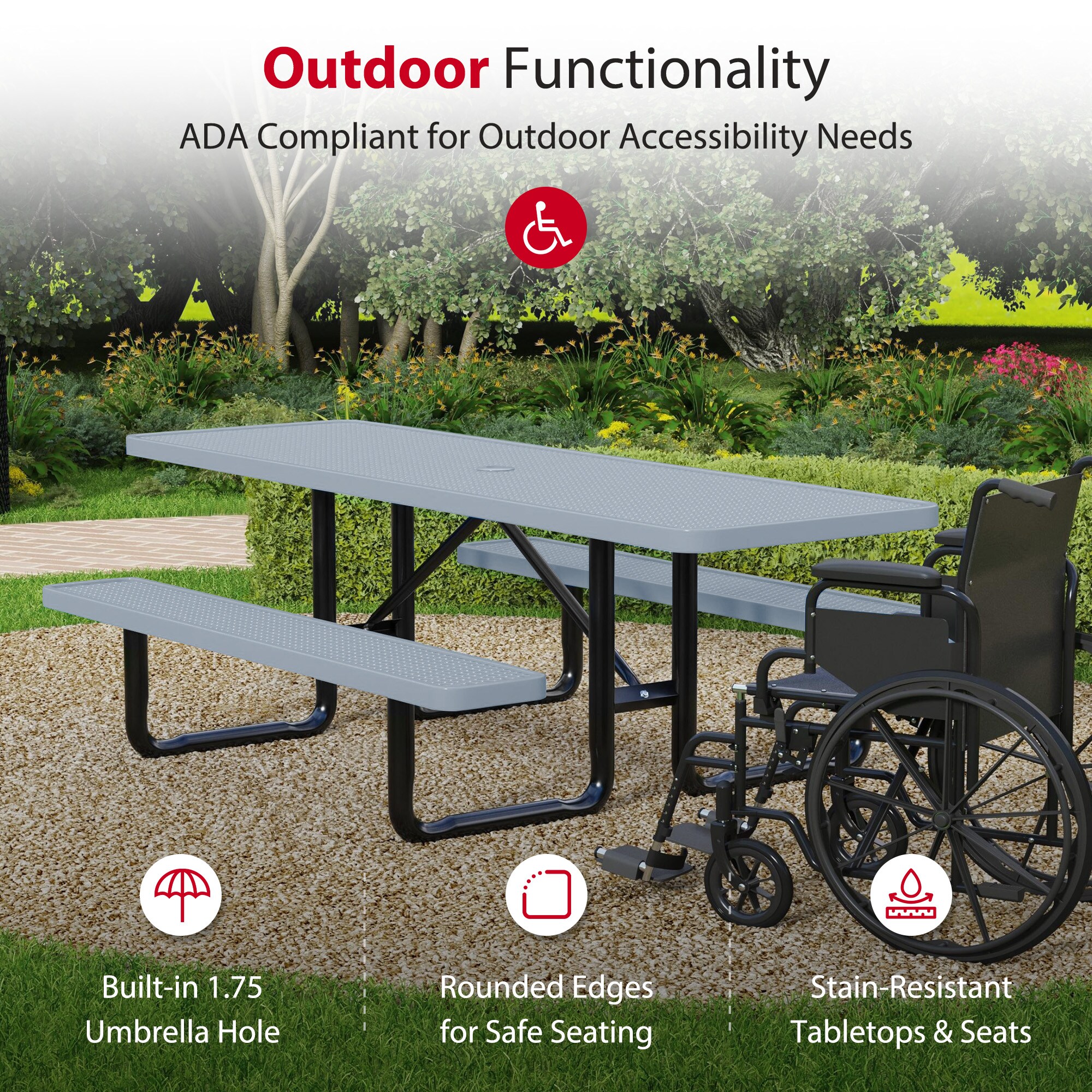LeisureCraft T8XPP-ADA-GRAY Picnic-Tables - View #4