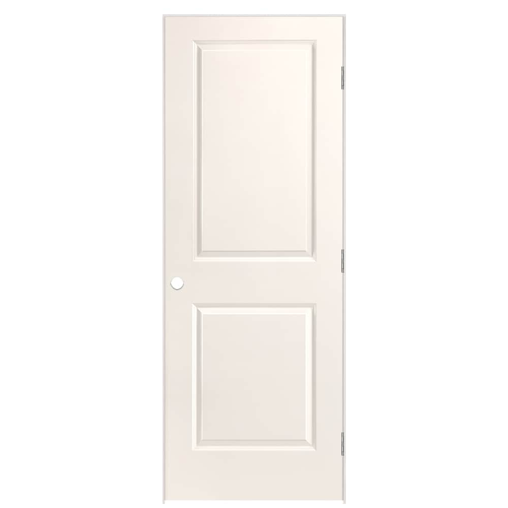 Masonite 32-in x 80-in Modern White Hollow Core 2-panel Square Left Hand Smooth Prefinished Molded Composite Flat Jamb Single Prehung Interior Door -  640872