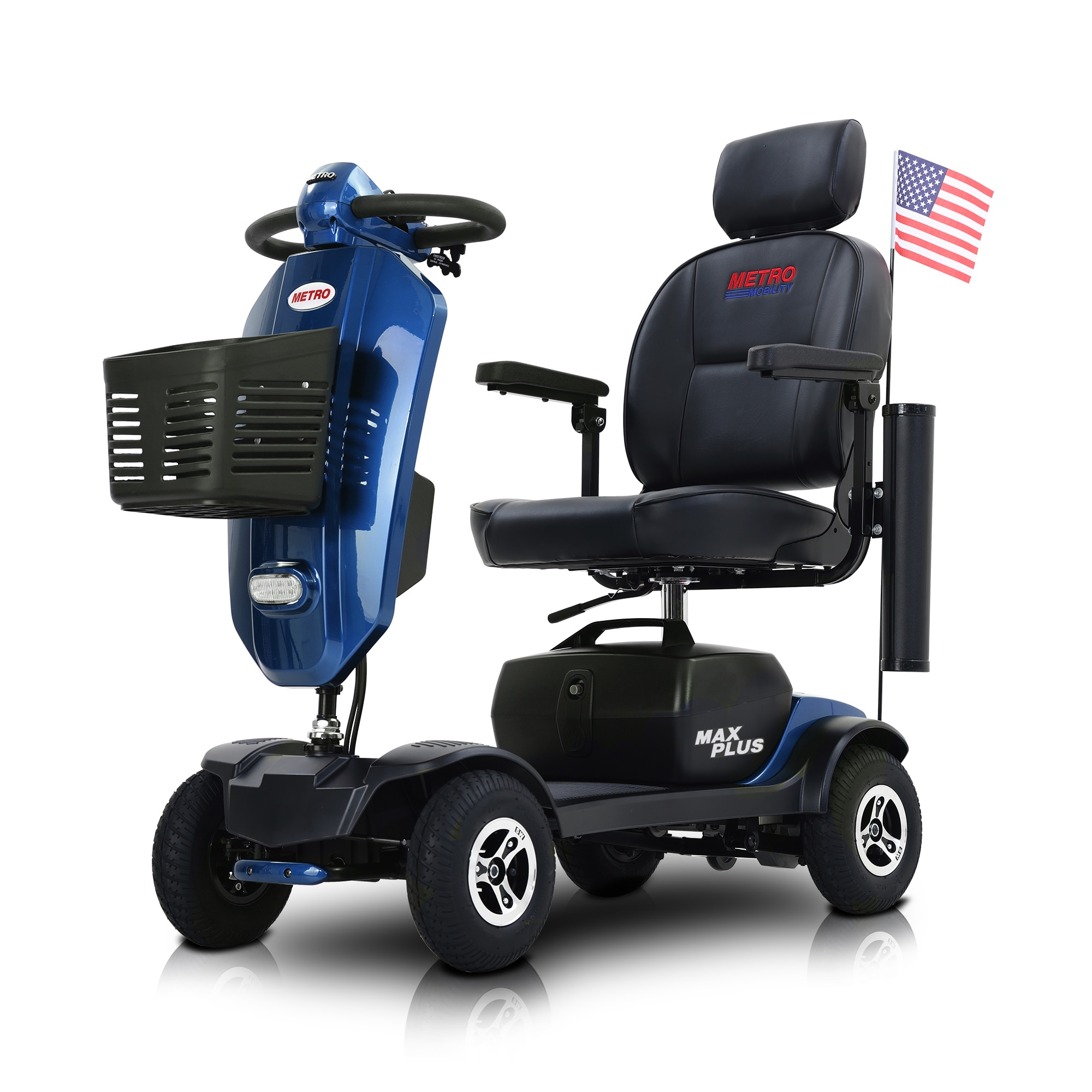 Flynama L-429S00021 Outdoor Compact Mobility Scooter with 2Pcs 20Ah Lead Acid Battery/Max Driving Range 16 Miles/Cup Holders/Usb Charger Port