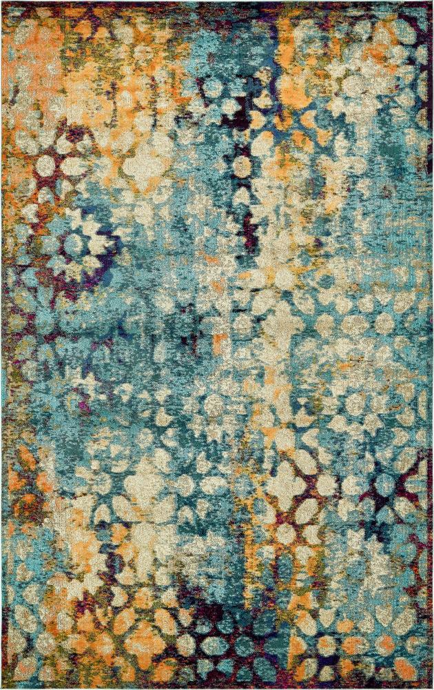 Unique Loom 3139960 Pollock Vita 11 x 16 (ft) Loomed Polypropylene Turquoise/Ivory Rectangular Indoor Abstract Bohemian/Eclectic Area rug