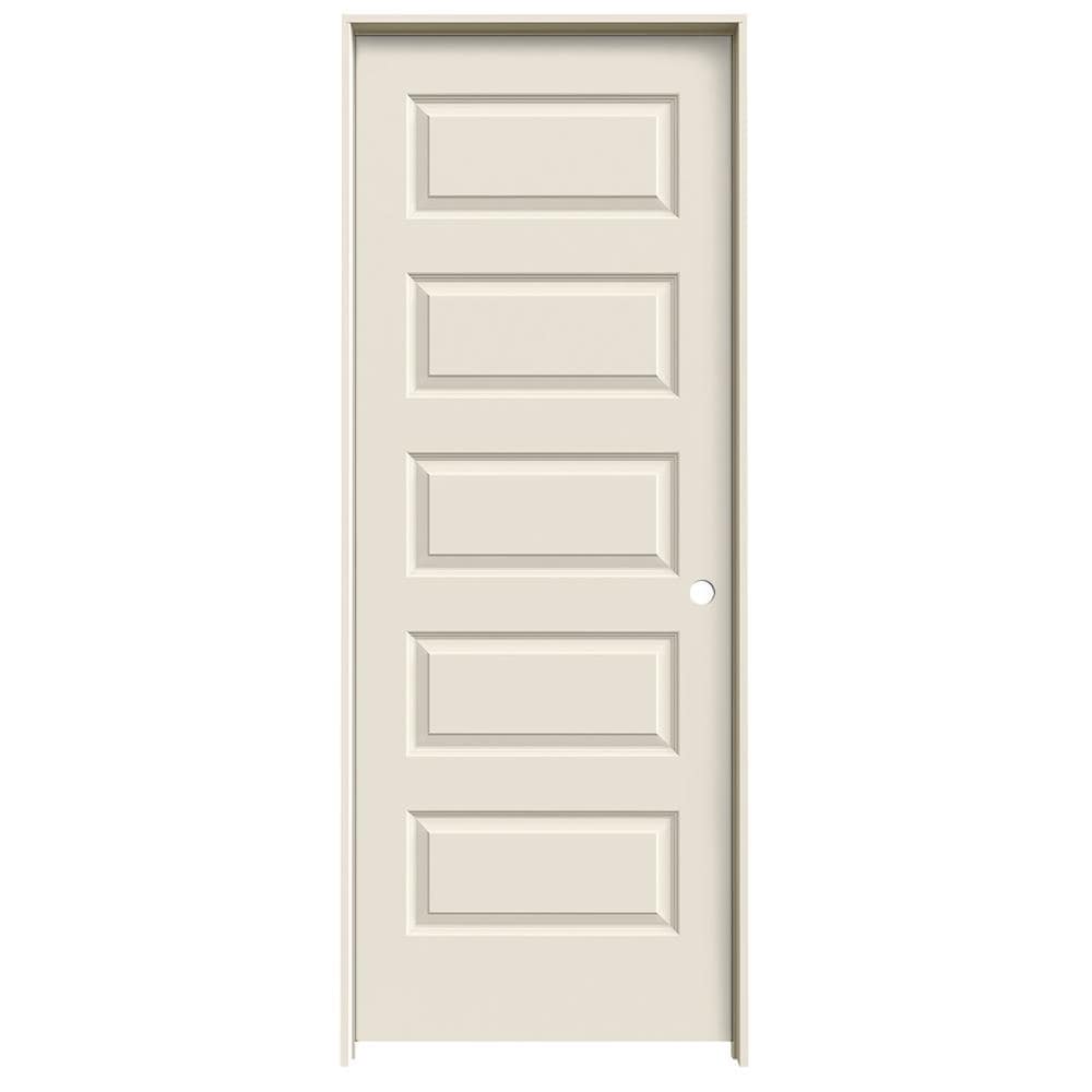 JELD-WEN Rockport 24-in x 80-in 5-panel Equal Hollow Core Primed Molded Composite Left Hand Single Prehung Interior Door in Off-White -  LOWOLJW137400381