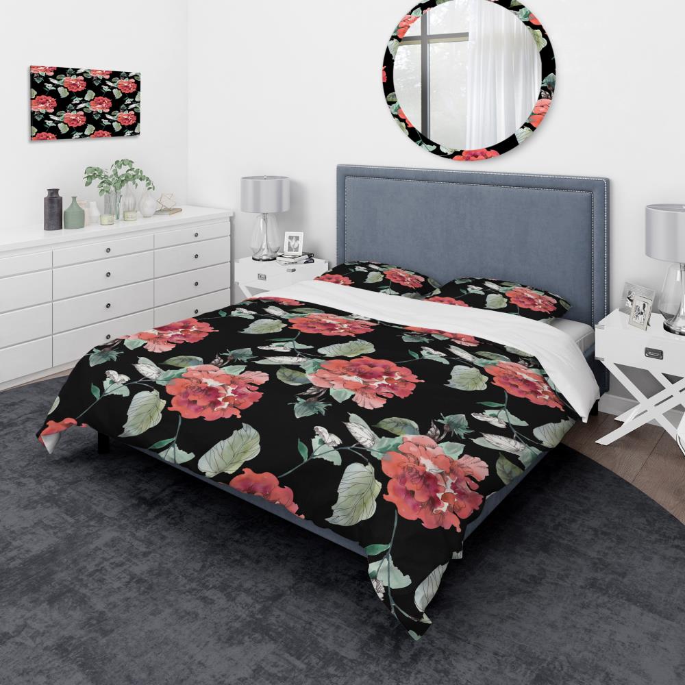 Designart BED17549-Q 3 -Piece Black Queen Duvet cover Set