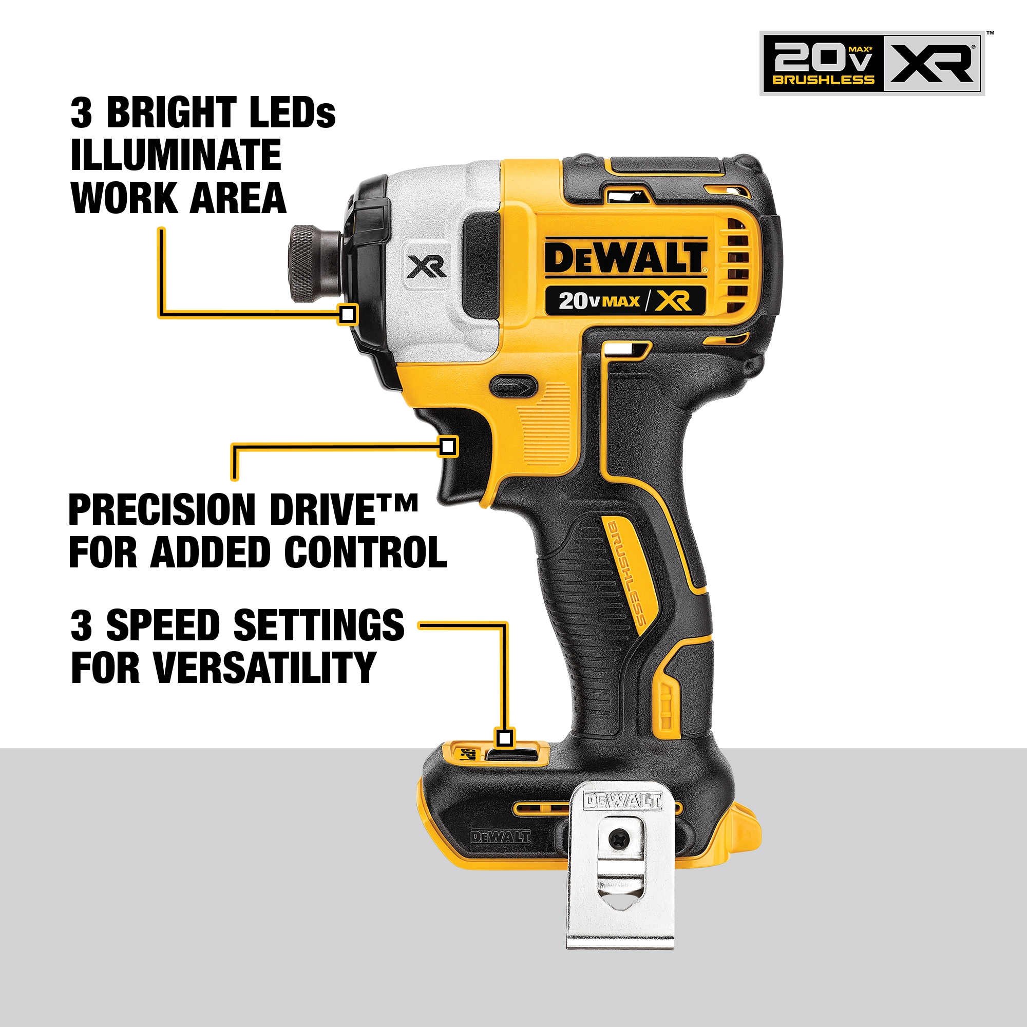 Comorama consenso Esplendor DEWALT Xr 20-volt Max 1/4-in Variable Speed Brushless Cordless Impact  Driver (Tool Only) in the Impact Drivers department at Lowes.com