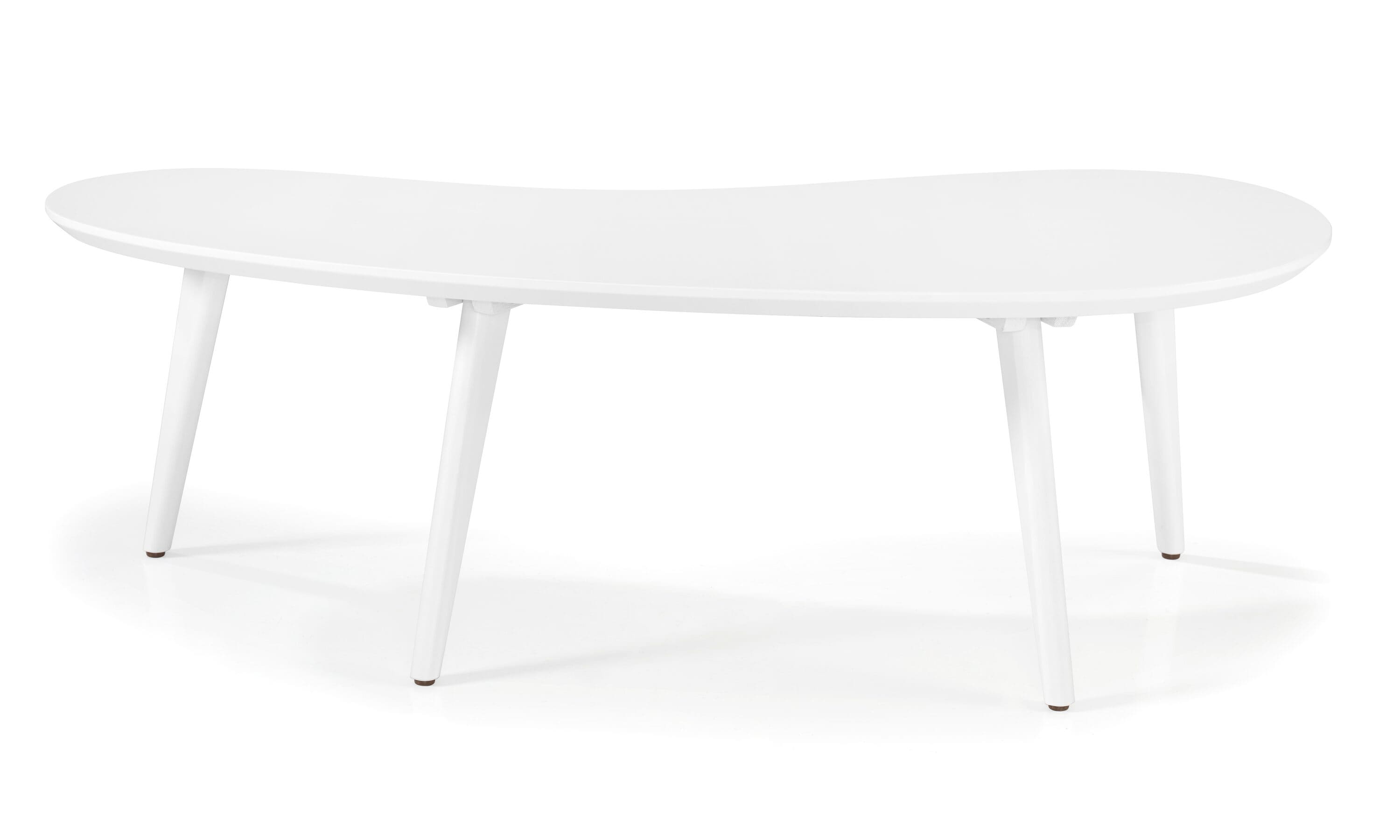 White Oval Solid Wood Mid-Century Modern Coffee Table