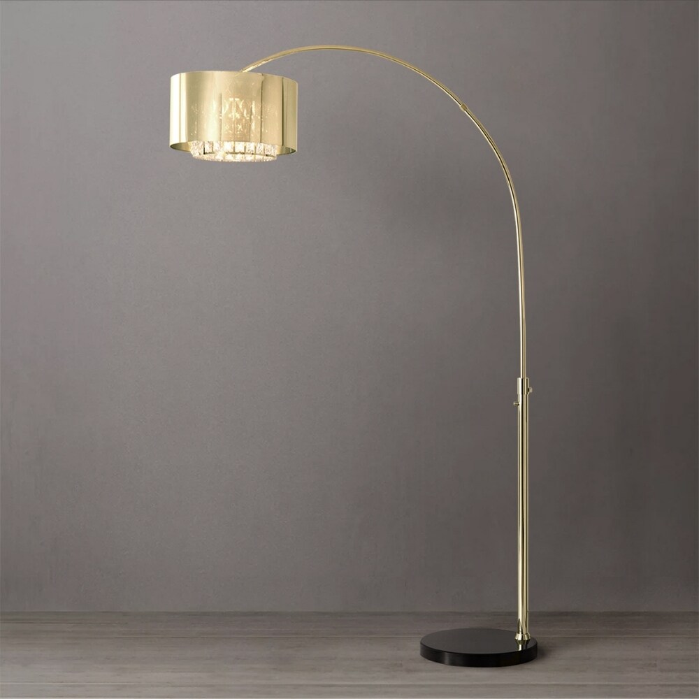 NOVA of California 21263WB Marilyn 94-in Weathered Brass Arc Floor Lamp with No shade Shade