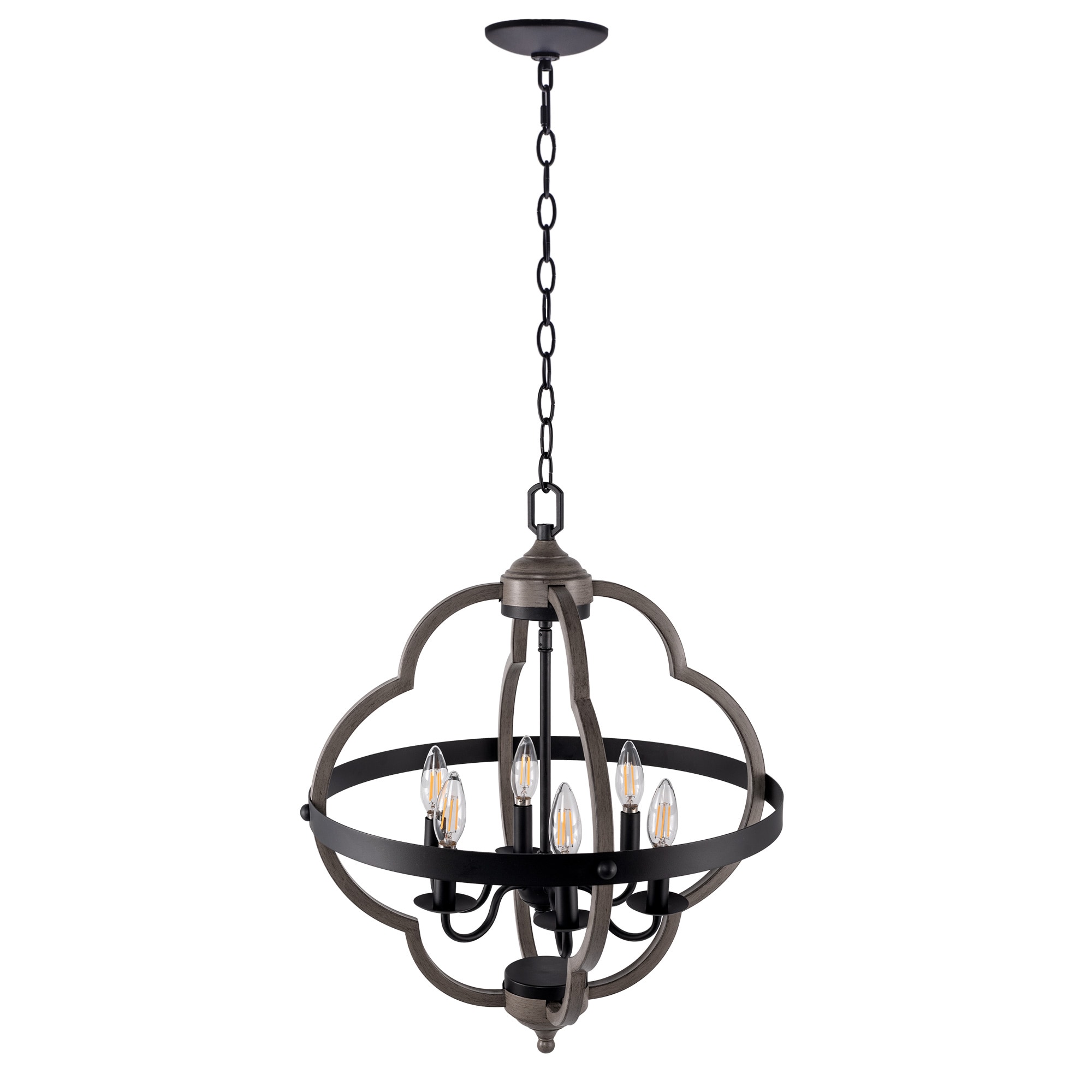 WELLFOR TTC50236 TC Pendant Light 6 -Light Matte Black Modern/contemporary Lantern Large Hanging Pendant light