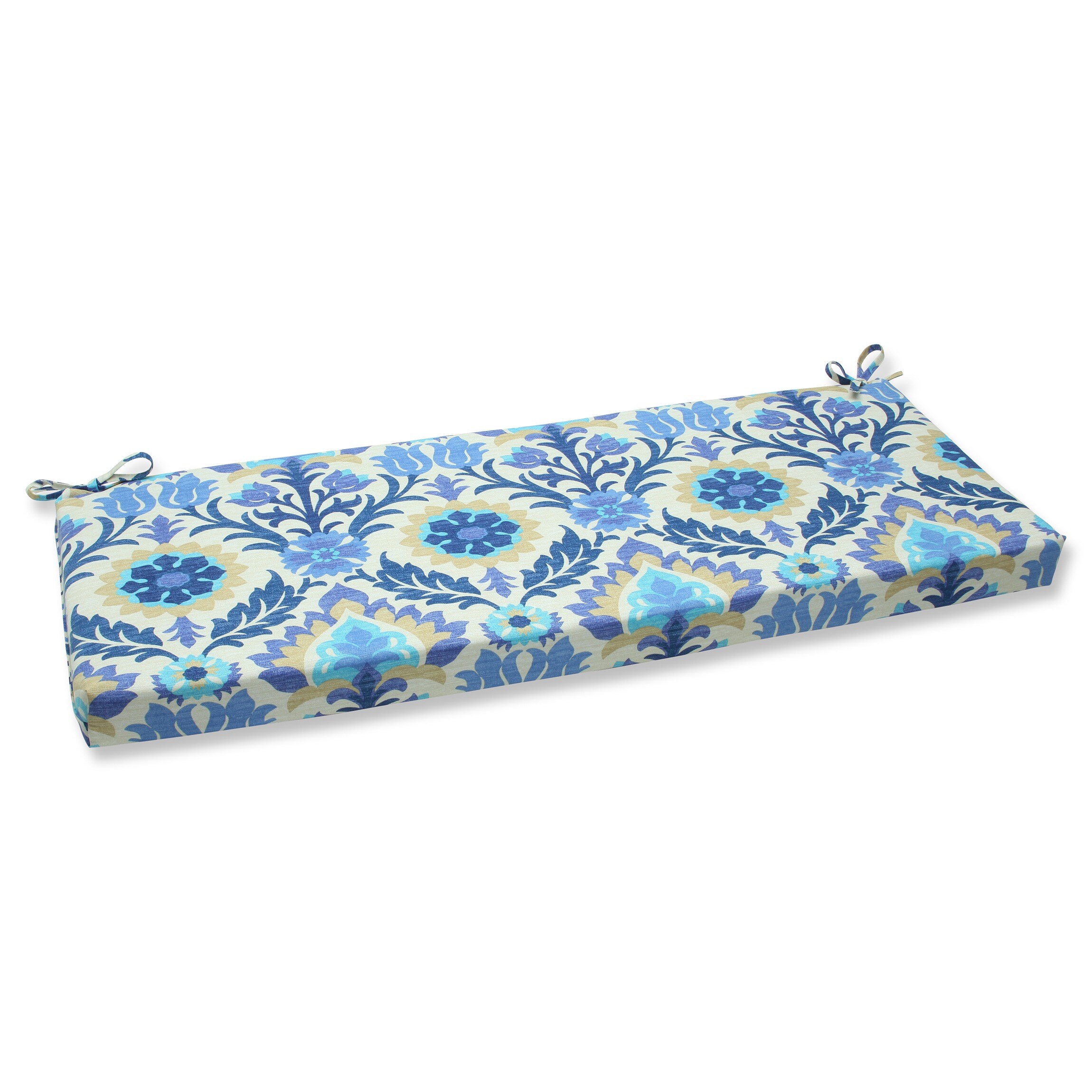 Pillow Perfect 541907 Santa Maria Azure 18-in x 45-in Blue Patio bench cushion