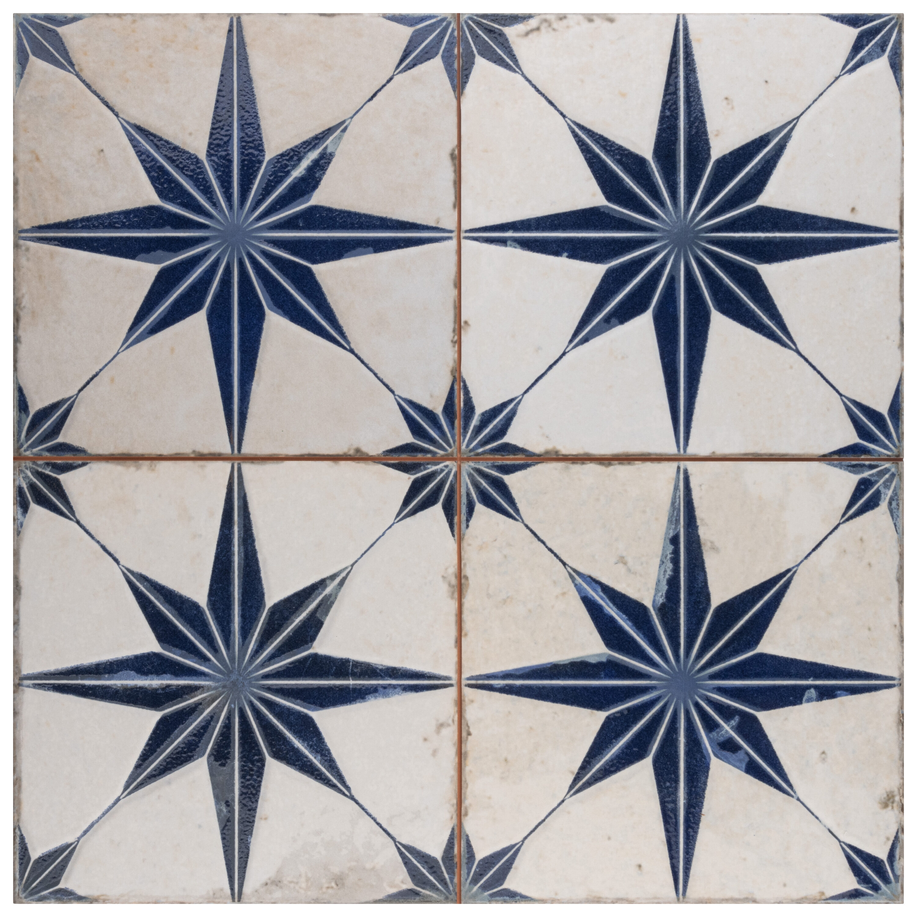 Affinity Tile S1FPESTRLB Sample - Kings Star Luxe Blue 8-in x 8-in Multi-finish Ceramic Patterned Floor and Wall Tile